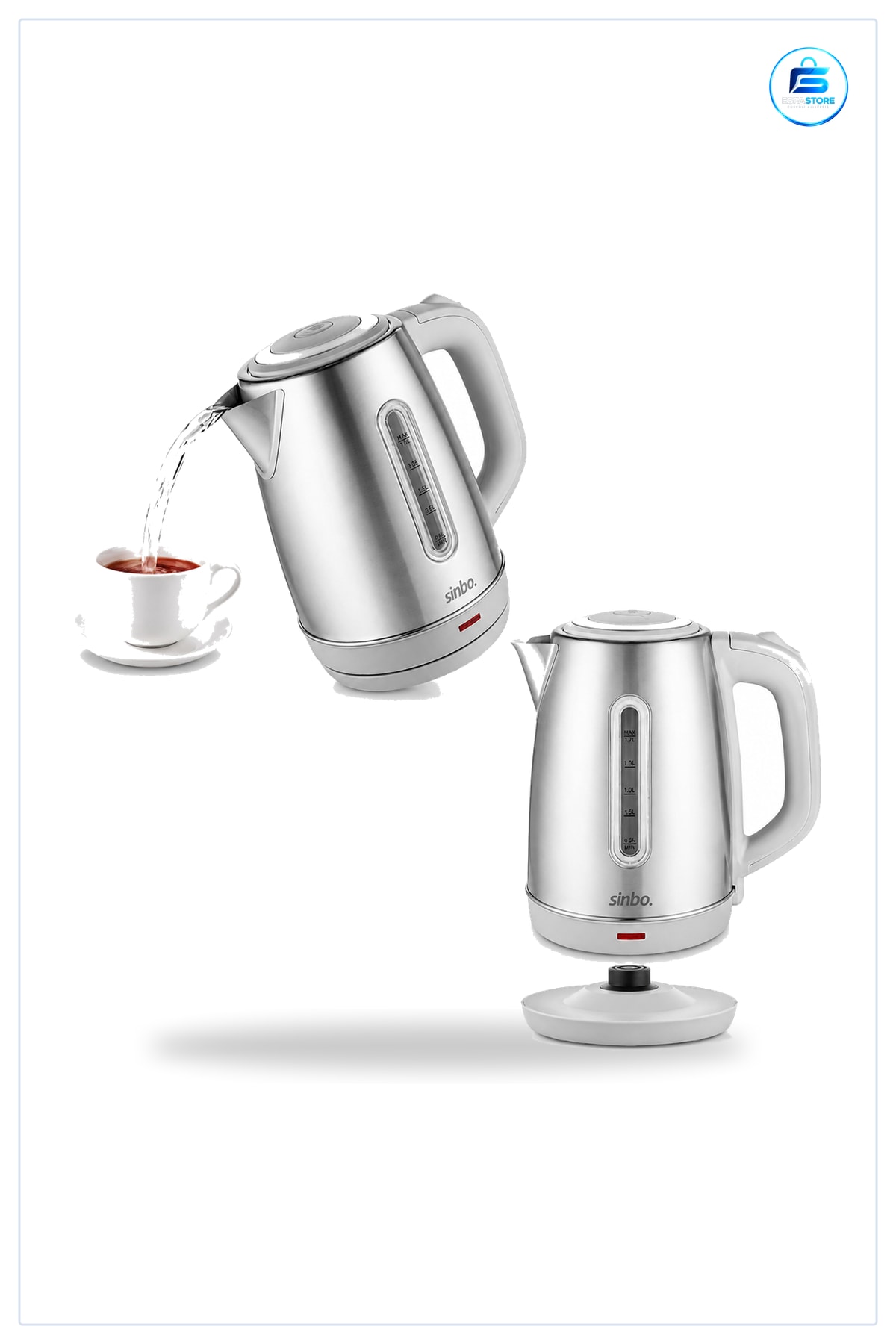Kablosuz Su Isıtıcı Paslanmaz Çelik 1.8L Kettle ° Döner Taban Otomatik Kapanma Mutfak