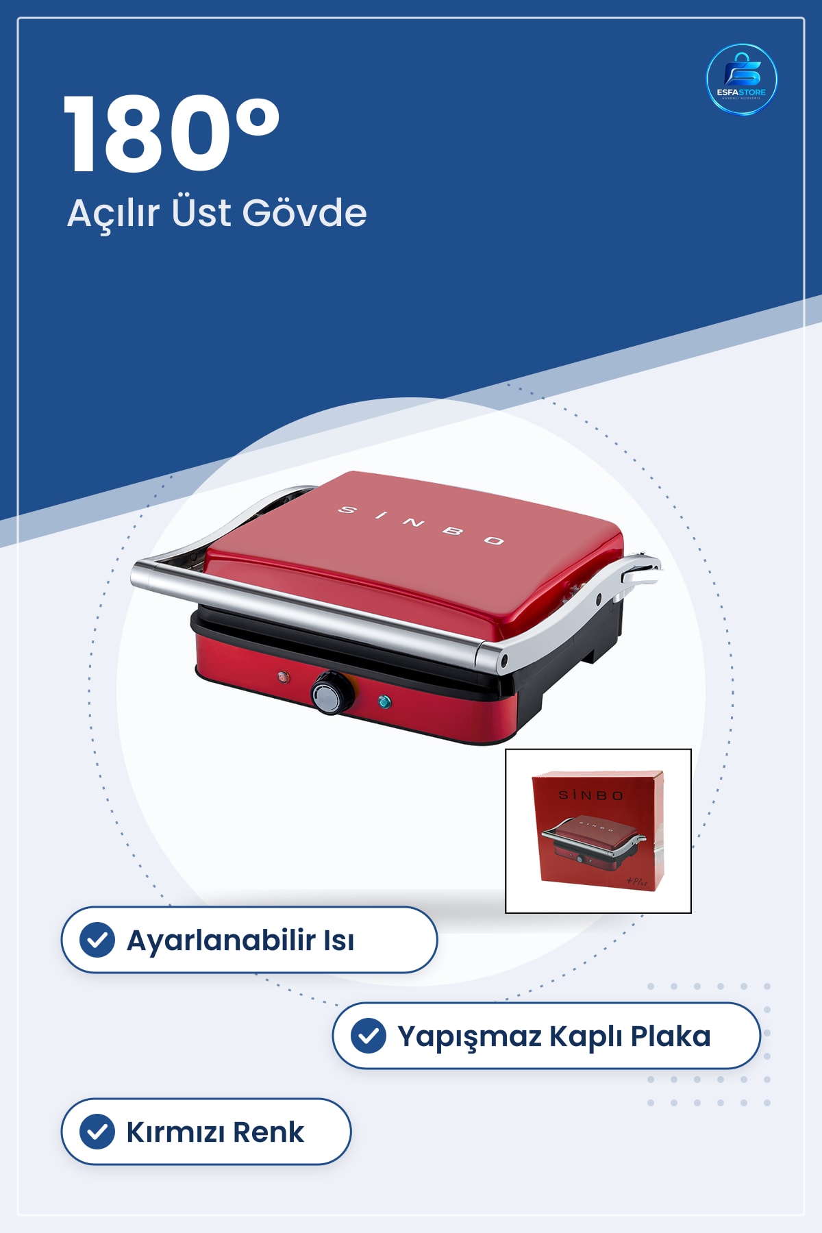 Elektrikli Izgara ve Tost Makinesi Kırmızı Ayarlanabilir Isılı ° Açılır Mutfak Panini