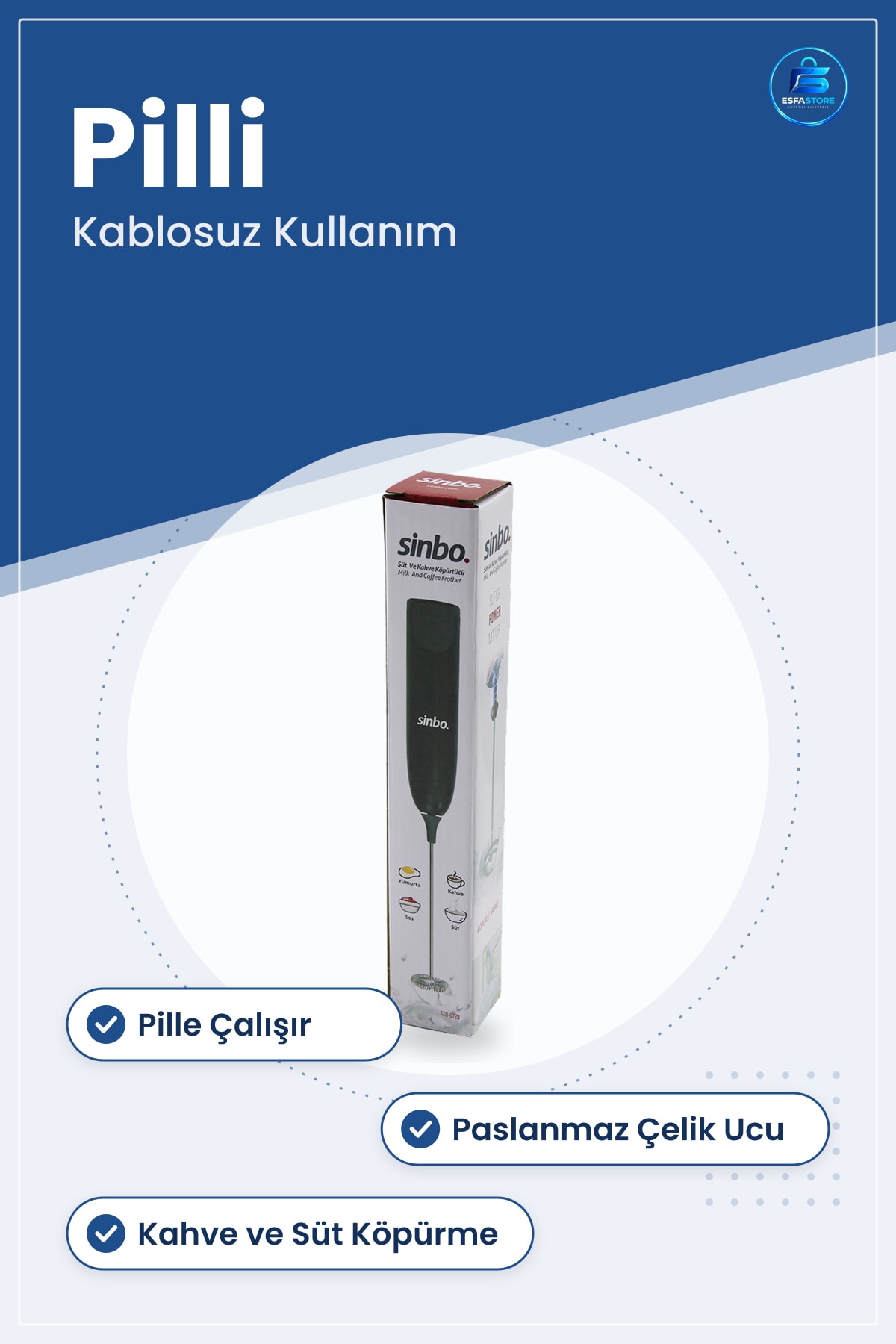 Pilli Mini Mikser Süt Köpürtücü Kahve Latte Yumurta Çırpıcı Paslanmaz Çelik Mutfak Ev Ofis