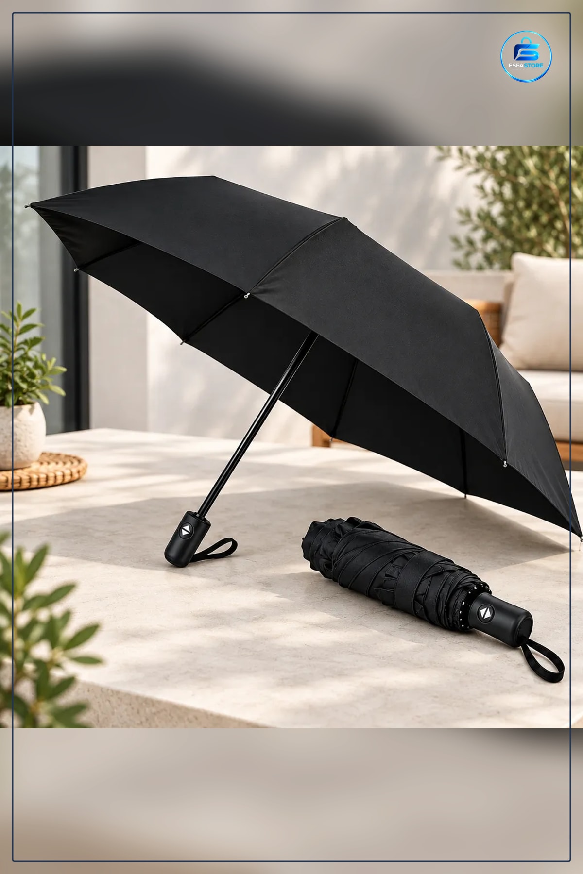 Tam Otomatik Siyah Şemsiye Erkek 100 cm Çap Rüzgara Dayanıklı Su İtici Kumaş Fiberglas