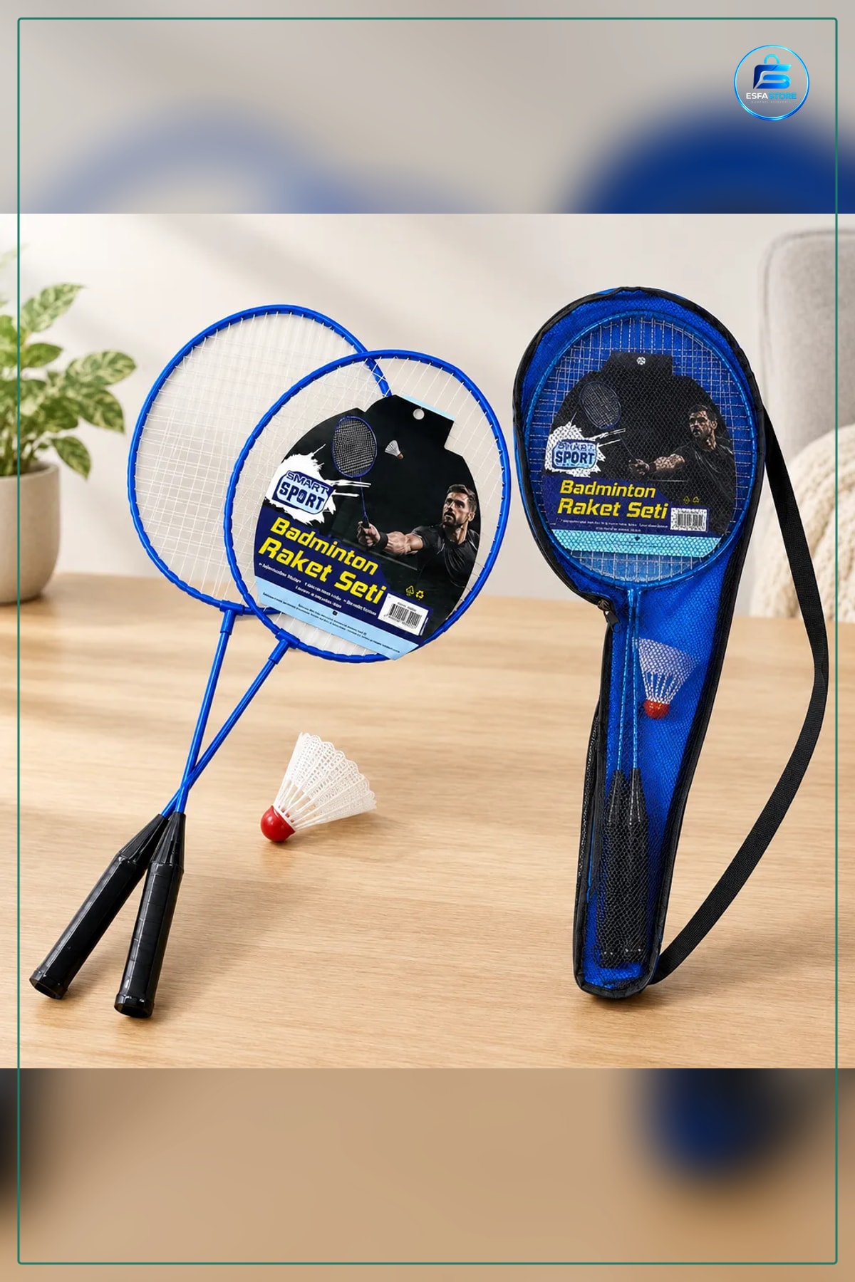Badminton Seti Çantalı Hafif Raketli Taşıma Çantası Dahil Park Spor Oyunu Kolay Taşınır