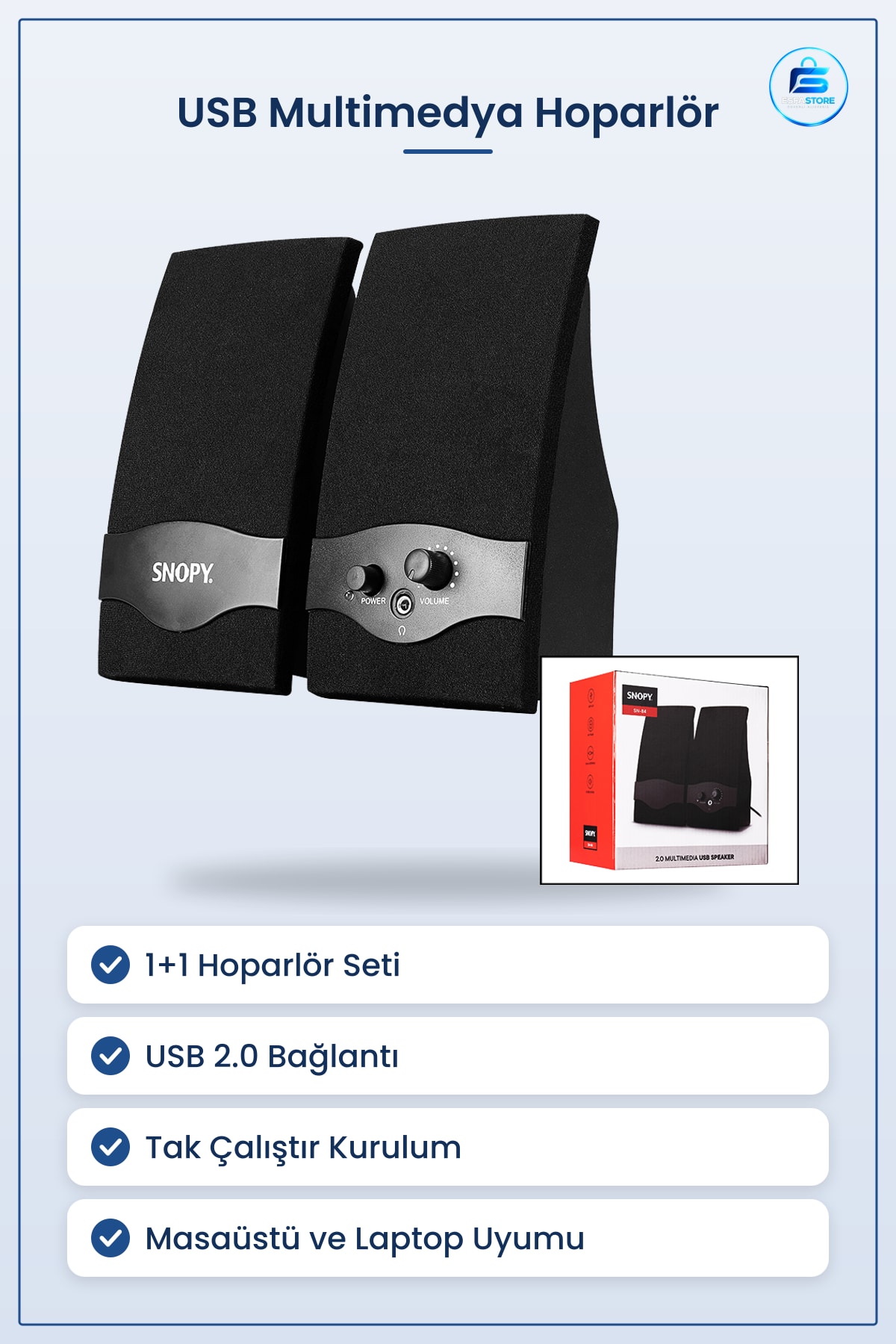 USB 2.0 Multimedya Hoparlör Seti 1+1 Kablolu Masaüstü Bilgisayar Laptop Kompakt Ses Sistemi