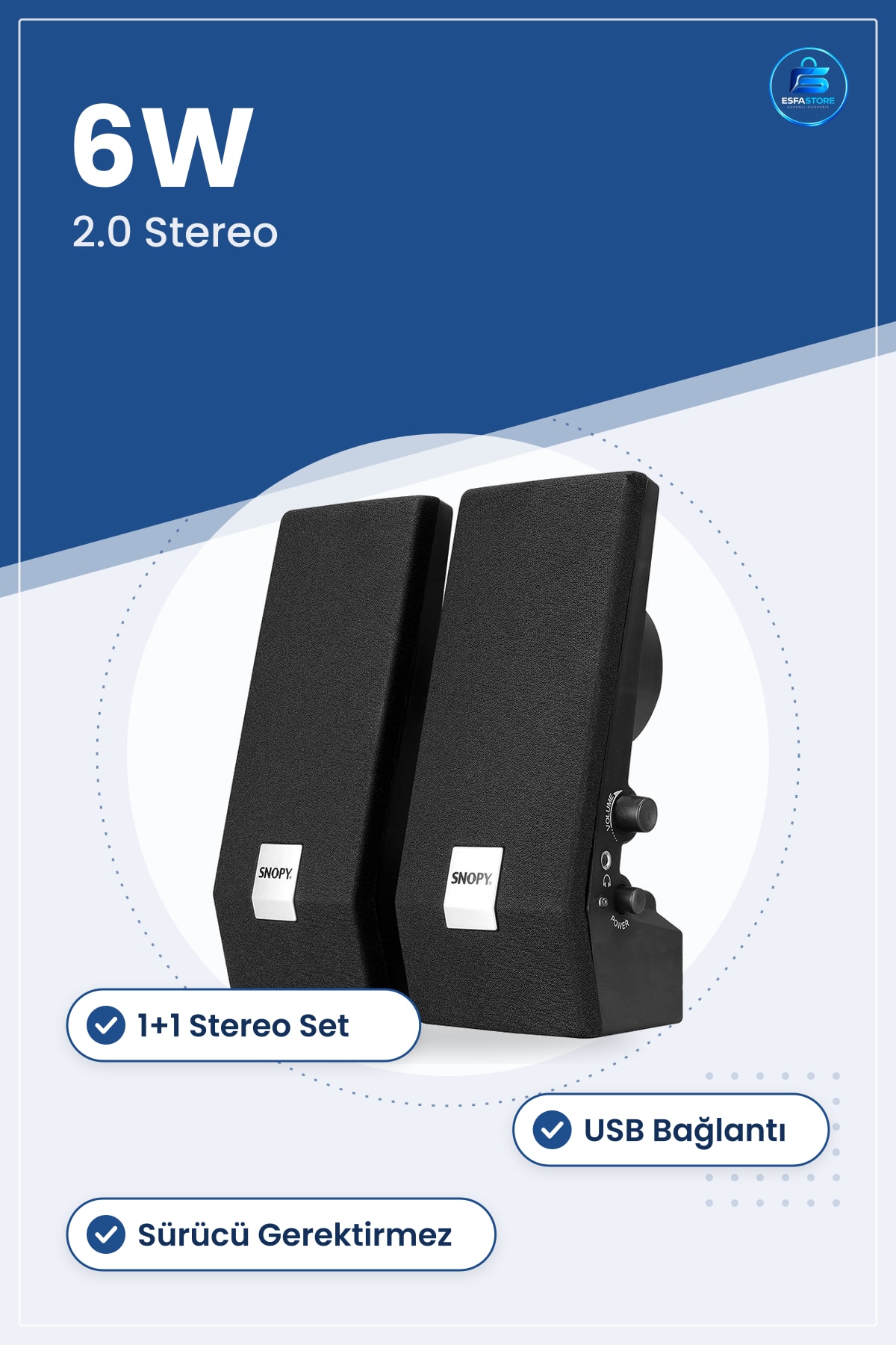 Kablolu Hoparlör Seti 1+1 USB Multimedya 2.0 Stereo 6W Bilgisayar Laptop TV Masaüstü Ses Sistemi