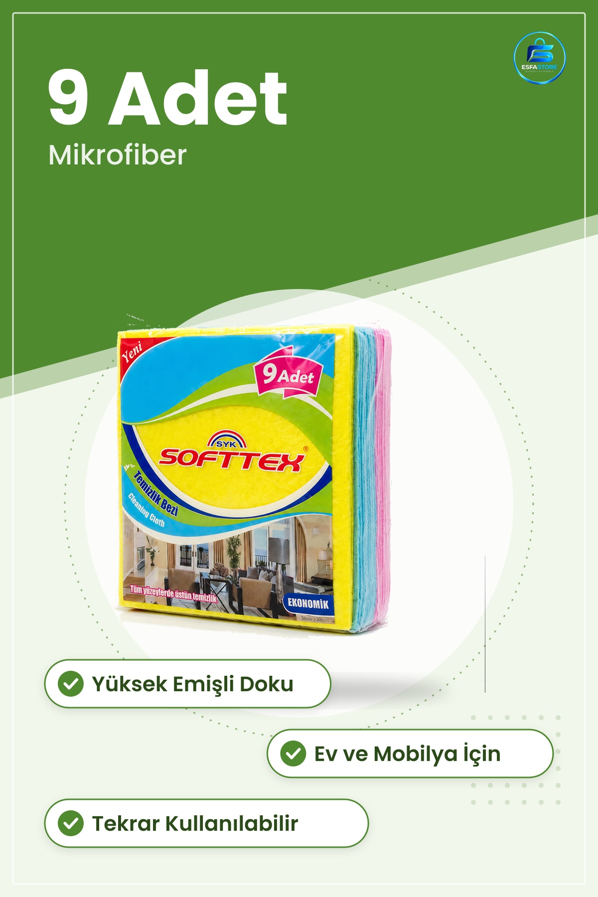 Mikrofiber Temizlik Bezi Renkli 9 Adet Yüksek Emişli Ev Mutfak Banyo Cam Mobilya Temizliği