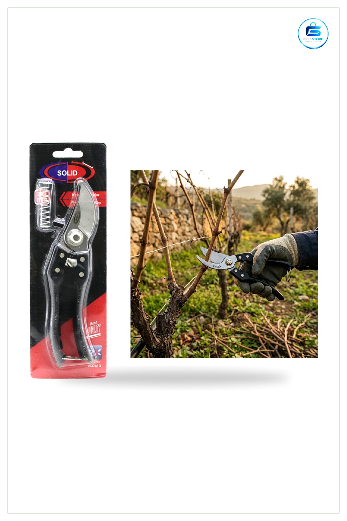 Çelik Bağ Makası Kırpma 200 mm Geniş Ağız Yedek Yaylı Bahçe Budama Ağaç Dalı Kesici El Aleti