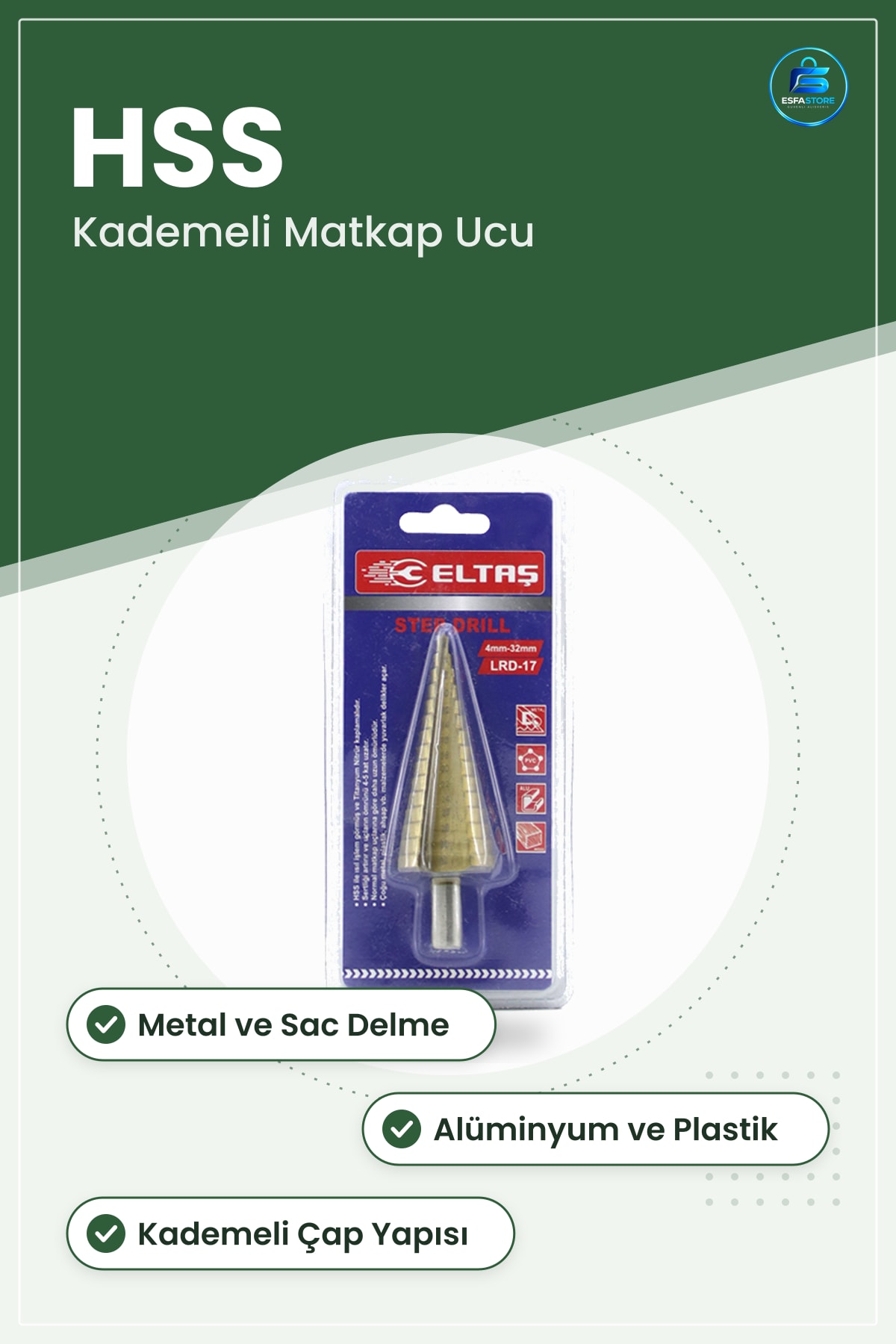 Step Matkap Ucu HSS Kademeli Metal Sac Alüminyum Plastik Delme Hassas Çap Genişletici