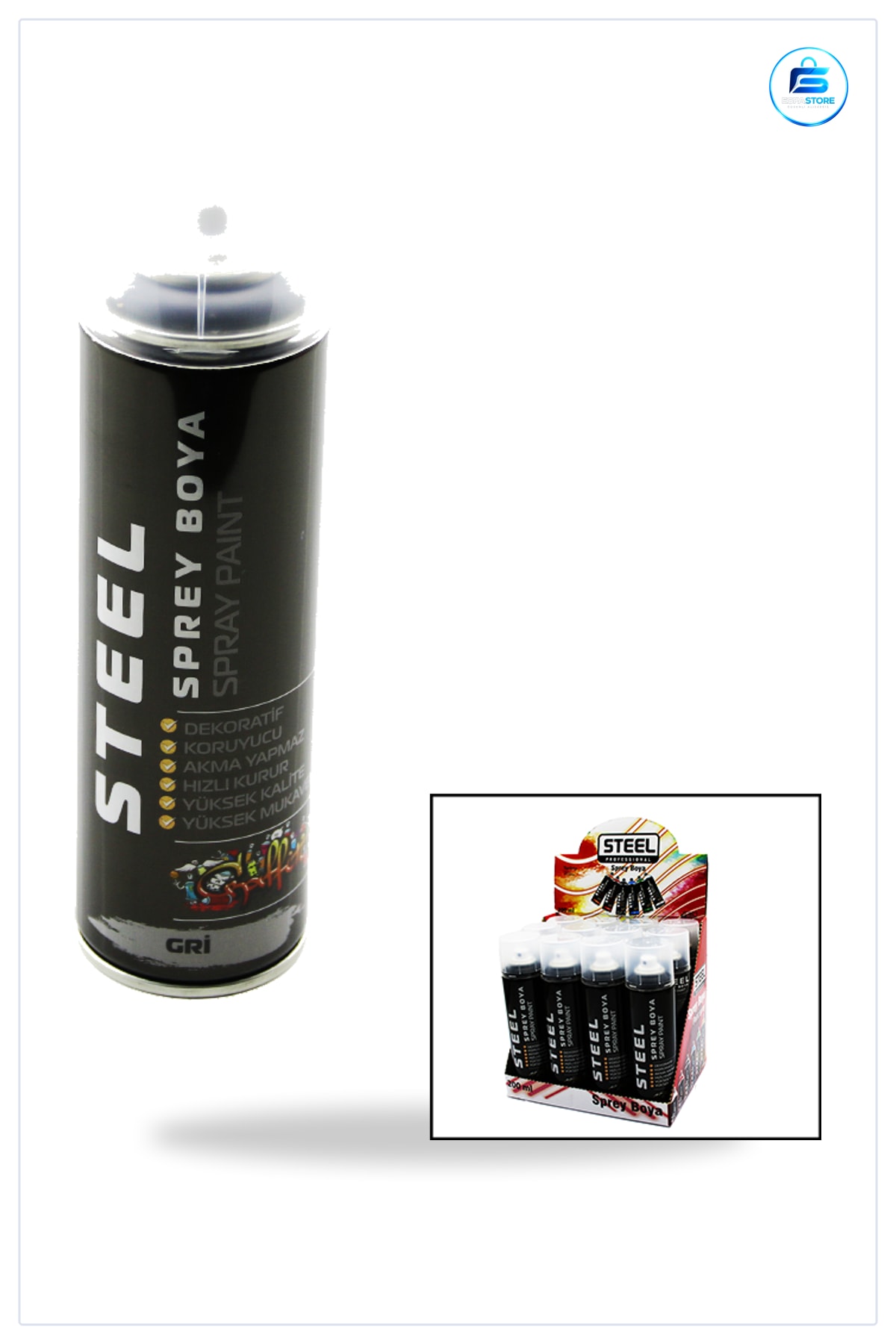 Gri Sprey Boya 200ml Hızlı Kuruyan Yüksek Örtücülük Metal Ahşap Plastik İçin Aerosol