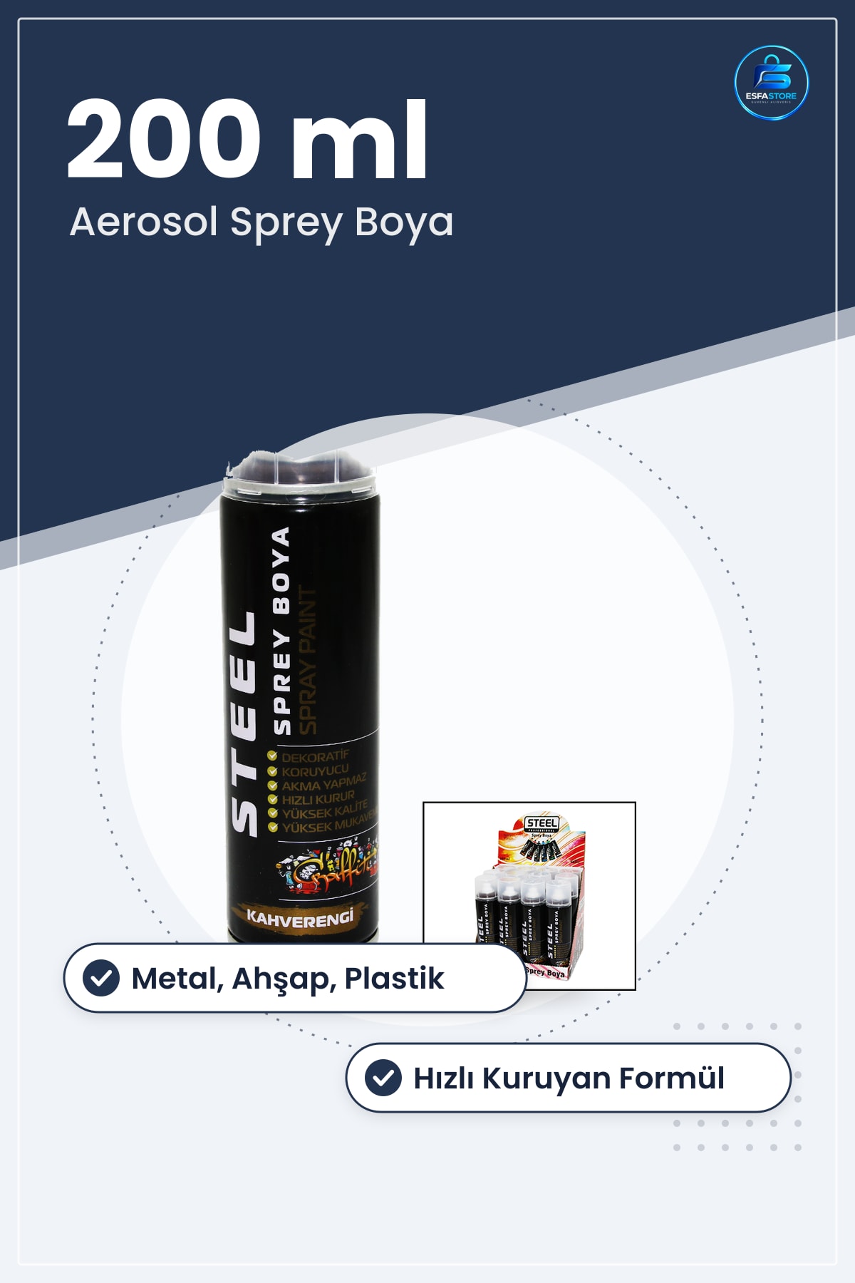 Sprey Boya Kahverengi 200ml Aerosol Metal Ahşap Plastik Yüzey Boyası Hızlı Kuruyan Hobi Tadilat