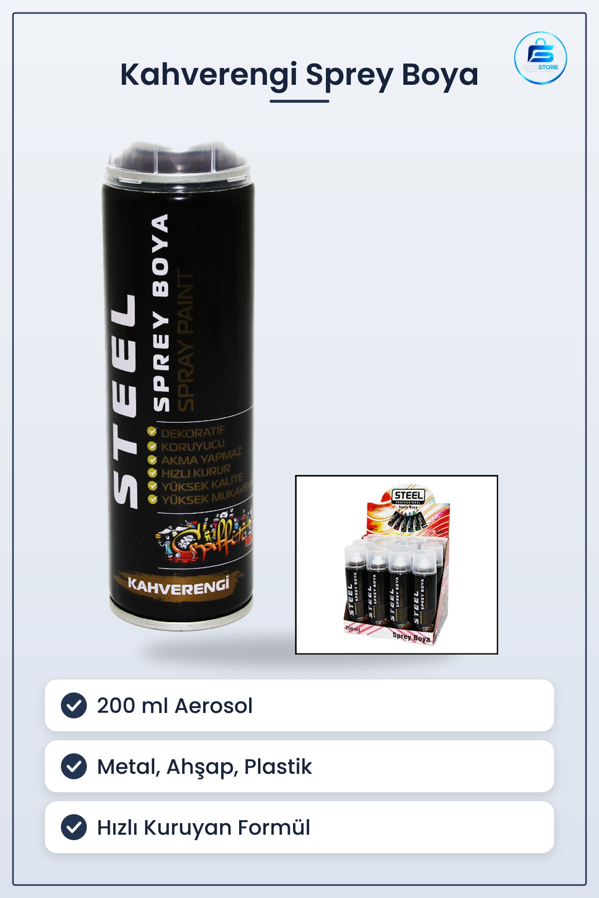 Sprey Boya Kahverengi 200ml Aerosol Metal Ahşap Plastik Yüzey Boyası Hızlı Kuruyan Hobi Tadilat