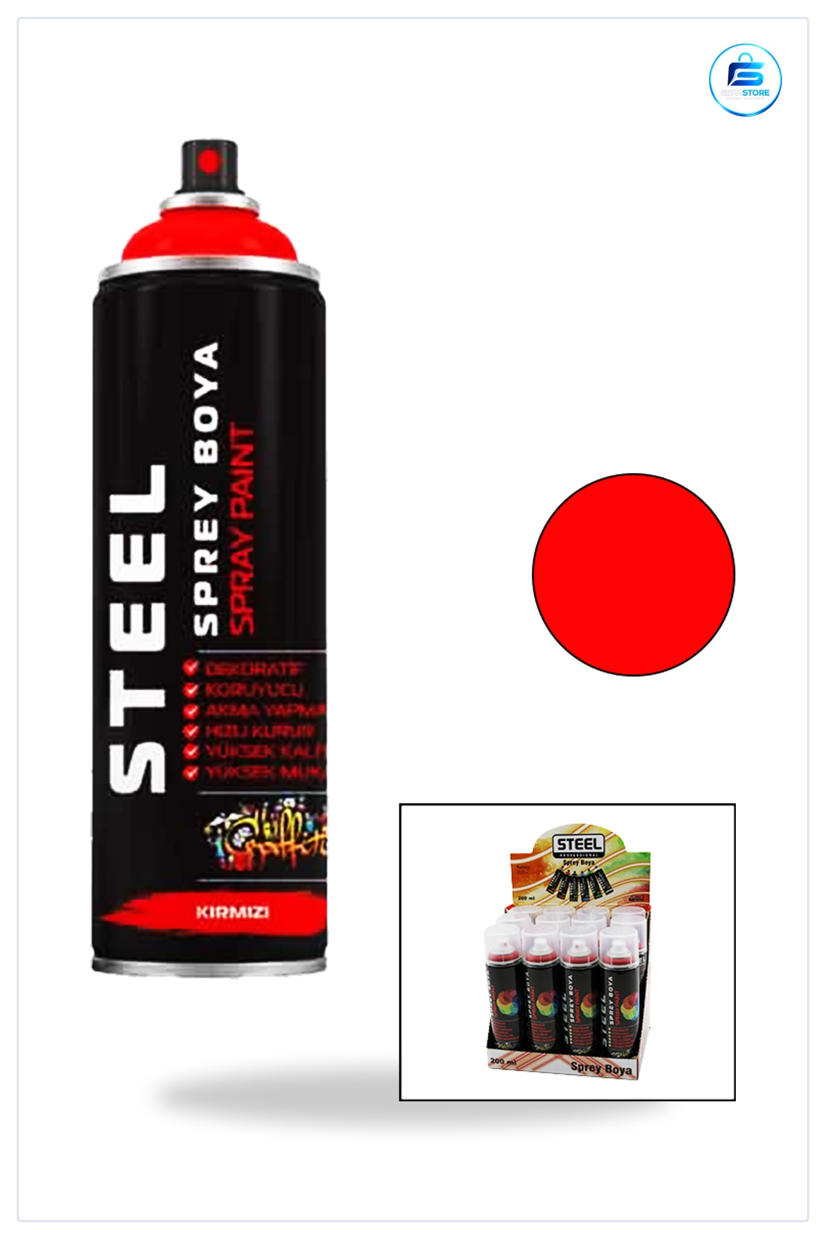 Sprey Boya Kırmızı 200 ml Aerosol Metal Yüzey Hızlı Kuruyan Dekoratif Onarım Tazeleme Koruyucu