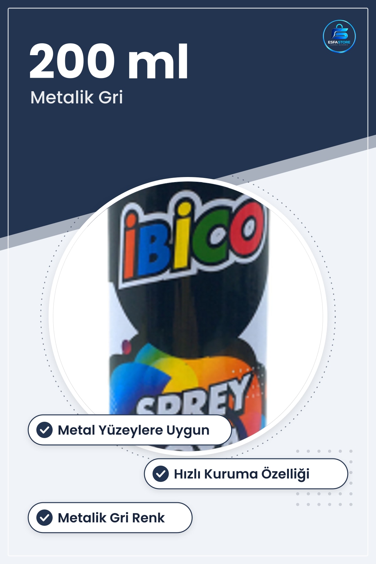 Metalik Gri Sprey Boya 200 ml Metal Yüzey Mobilya Çerçeve Rötuş Dekoratif Kaplama Hızlı Kuruyan