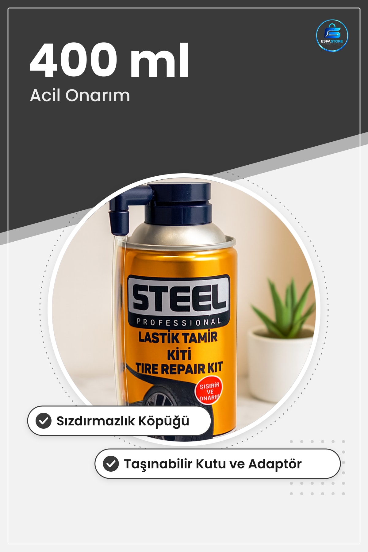 Lastik Tamir Kiti 400 ml Sprey Acil Onarım Sızdırmazlık Köpüğü Araç Motosiklet Bakım Ürünü