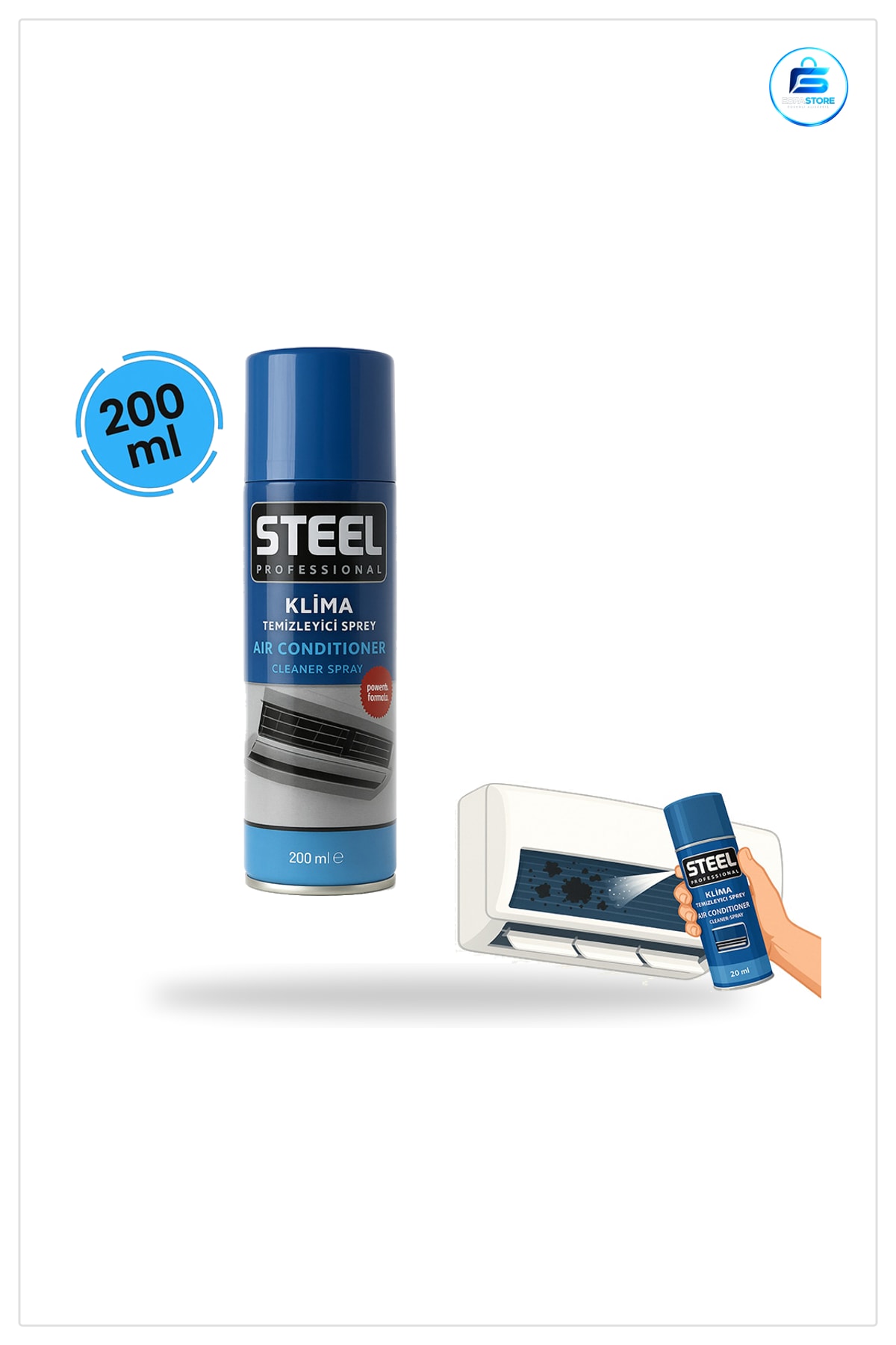 Klima Temizleyici 200 ml Sprey Araç Ev Klimaları İçin Küf Bakteri Koku Giderici Hızlı Etki