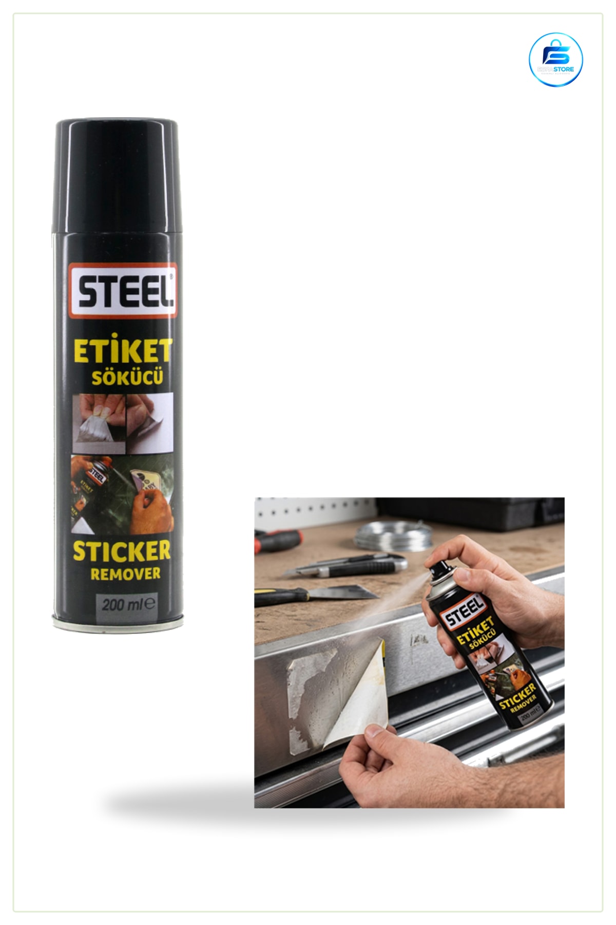 Etiket Sökücü Yüzey Temizleyici Sprey 200 ml Yapışkan Kalıntı Çözücü Metal Cam Plastik Ofis