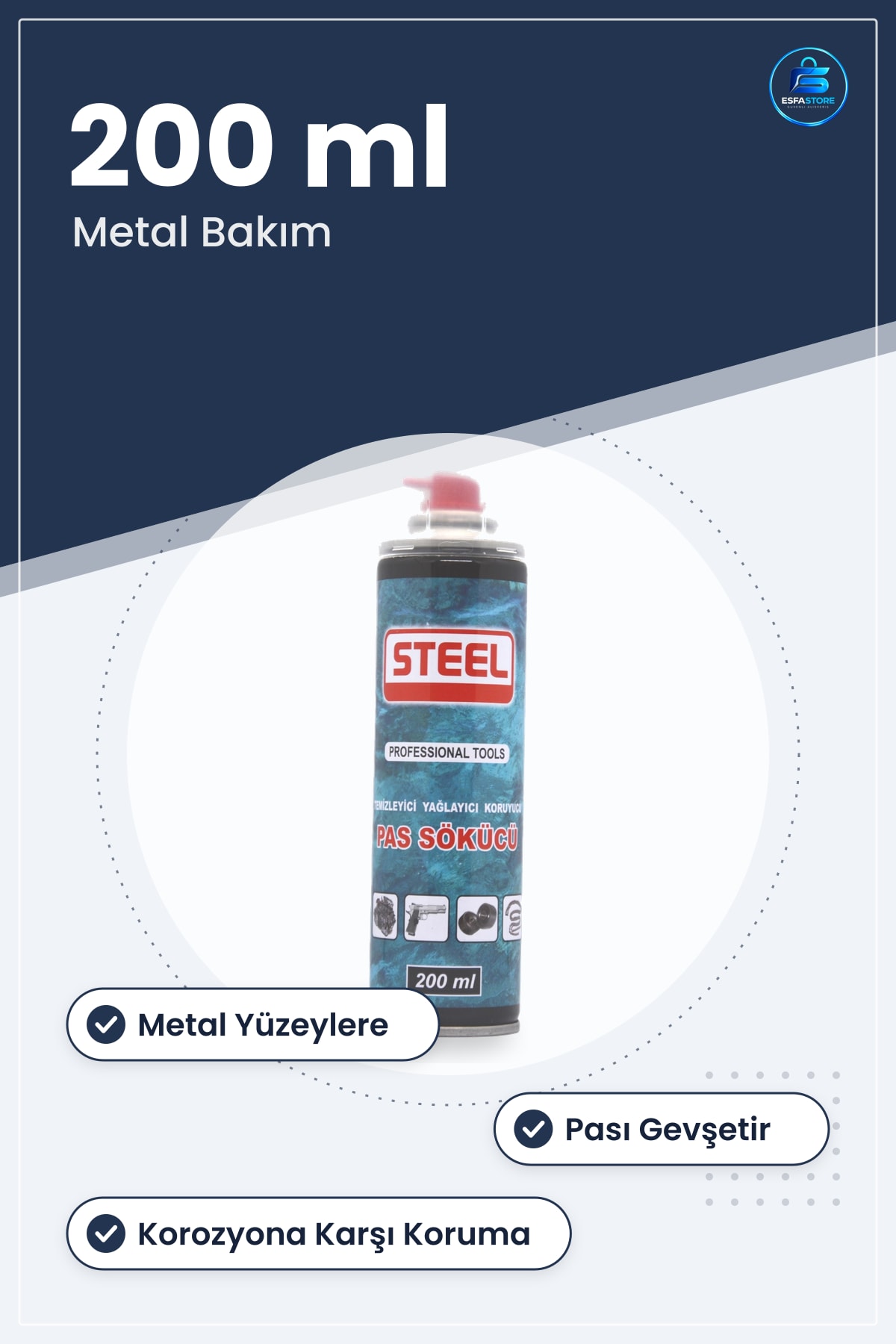 Pas Sökücü Sprey 200 ml Metal Yüzey Temizleyici Yağlayıcı Koruyucu Bakım Spreyi Cıvata Menşe