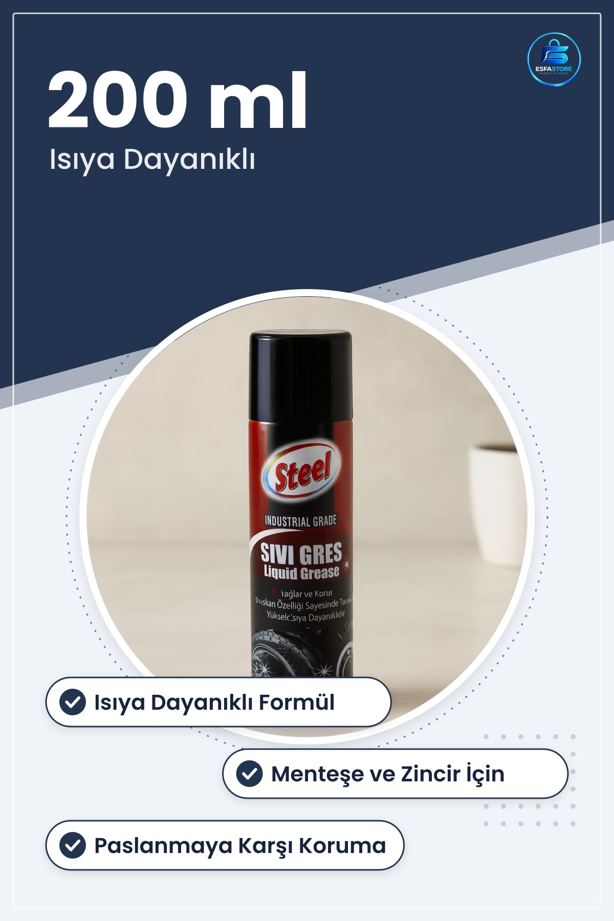 Sıvı Gres Sprey 200 ml Isıya Dayanıklı Koruyucu Genel Bakım Spreyi Menteşe Zincir Rulman Yağlama