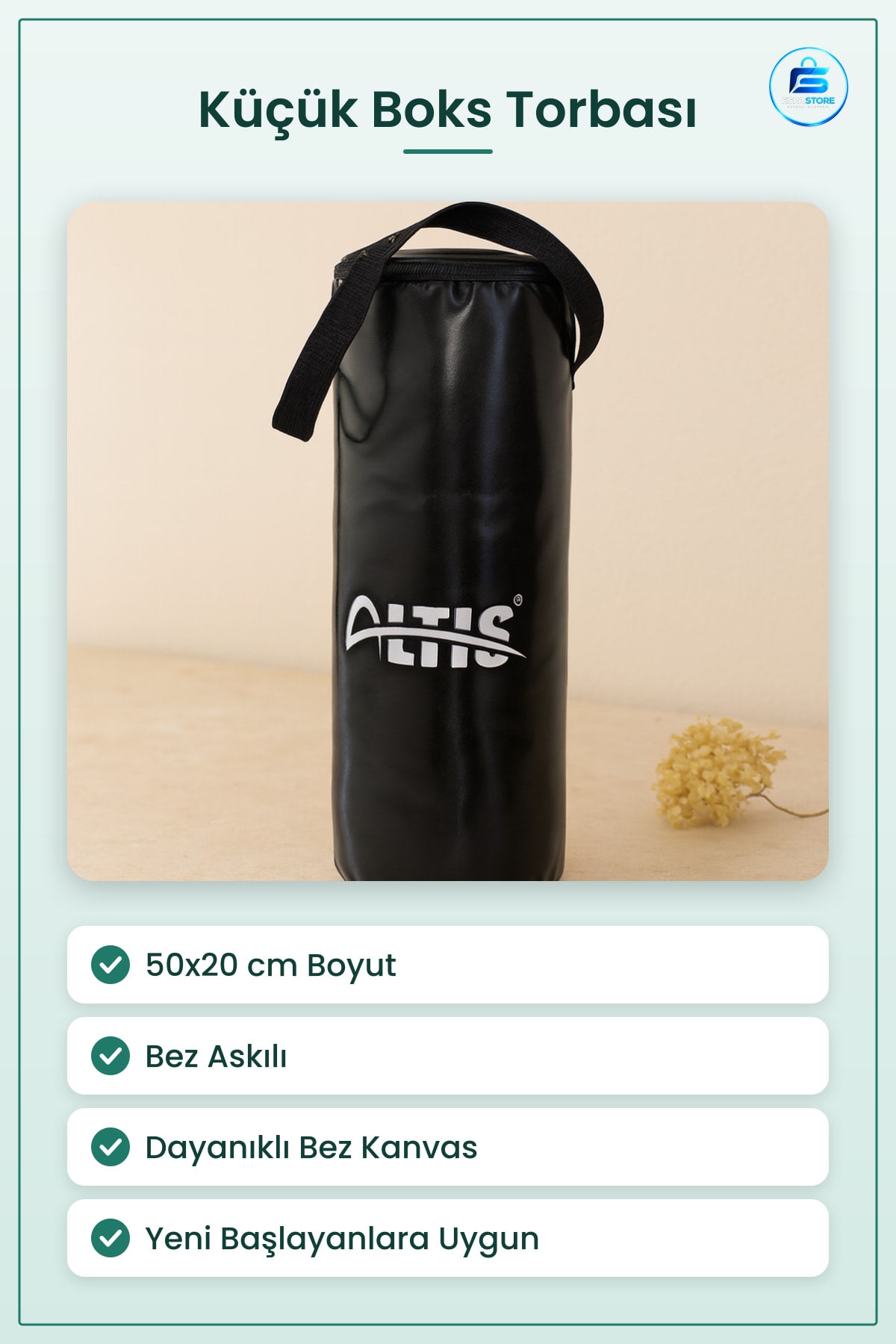 Boks Torbası 50x20 cm Küçük Bez Askılı Antrenman Ekipmanı Ev Spor Salonu İçin Darbe Emici