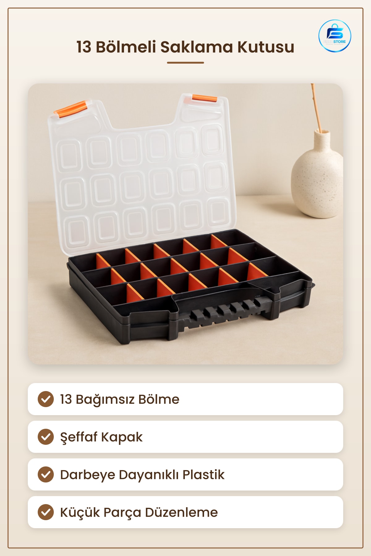 Saklama Kutusu 13 Bölmeli Mega Organizer Şeffaf Kapaklı Plastik Vidalık Malzeme Düzenleyici