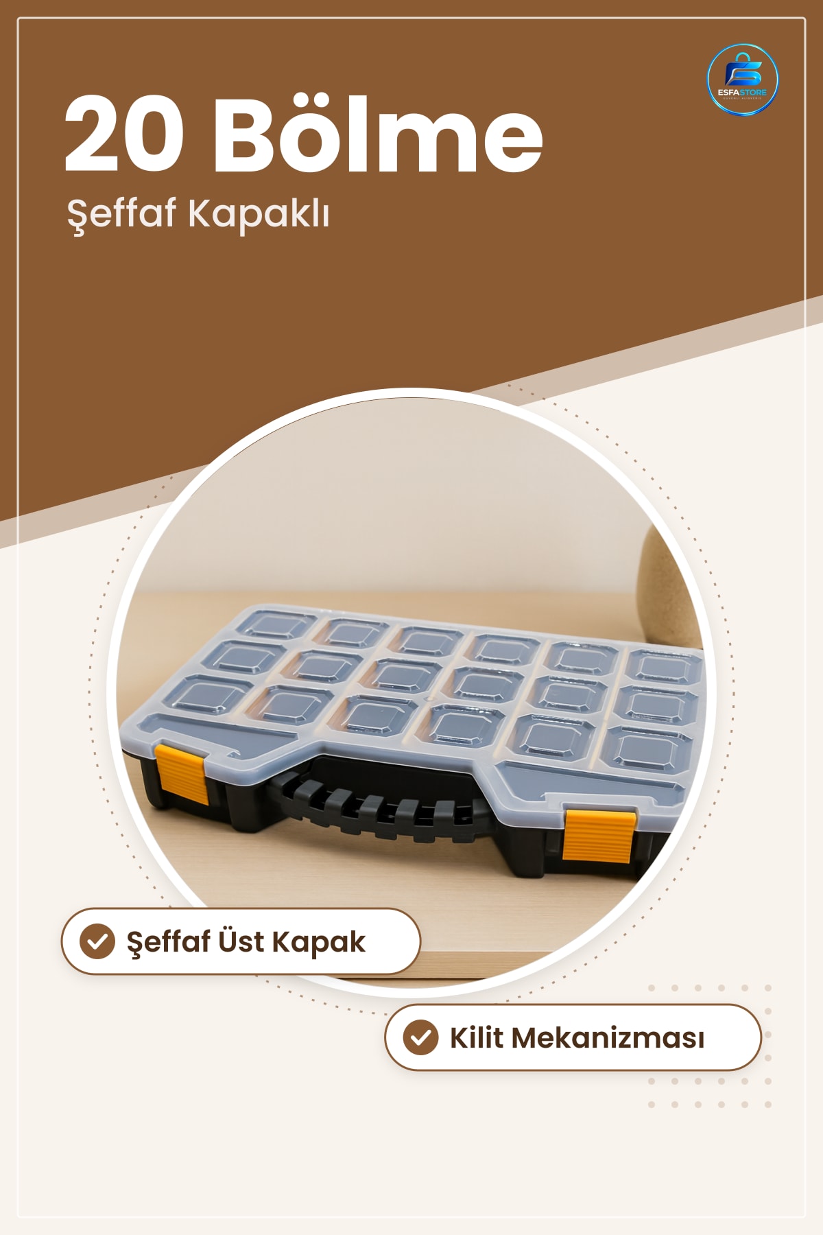 Saklama Kutusu 20 Bölmeli Organizer Box Çok Amaçlı Düzenleyici Vida Hırdavat Takı Şeffaf Kapaklı