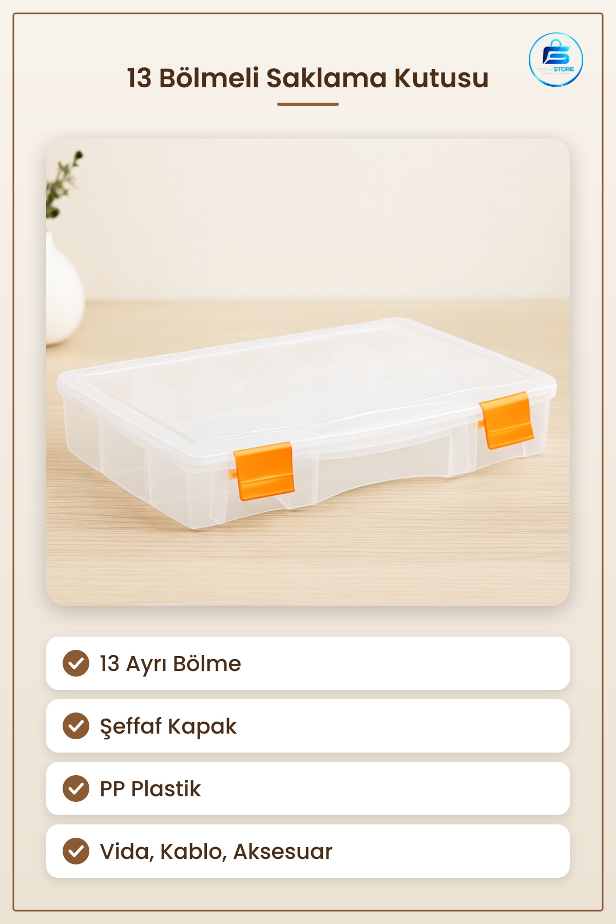 Saklama Kutusu 13 Bölmeli Şeffaf Power Organizer PP Plastik Ofis Atölye Vida Kablo Düzenleyici
