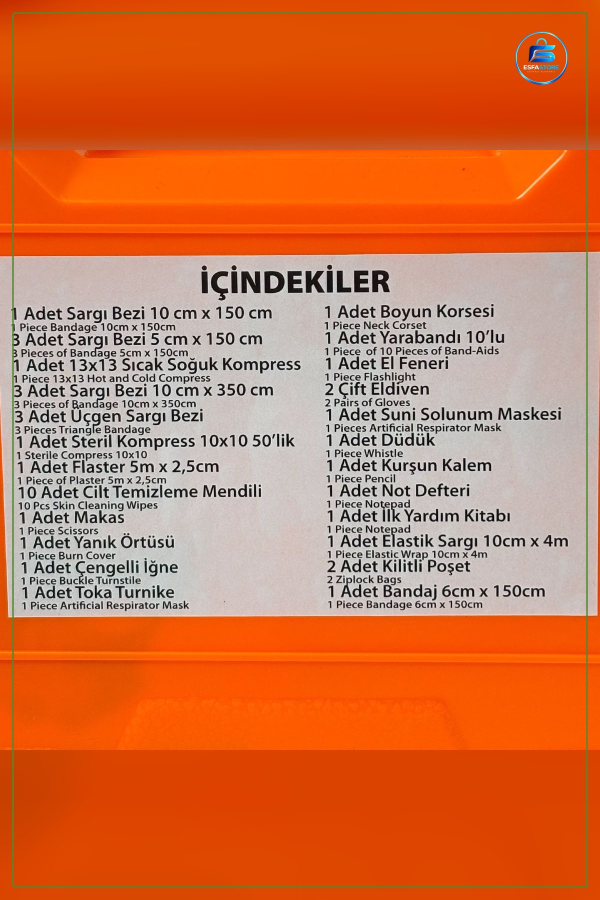 İlk Yardım Ekipmanı Büyük Plastik Çantalı Seti Ev Araç İş Yeri Yara Bakım Sargı Bandaj