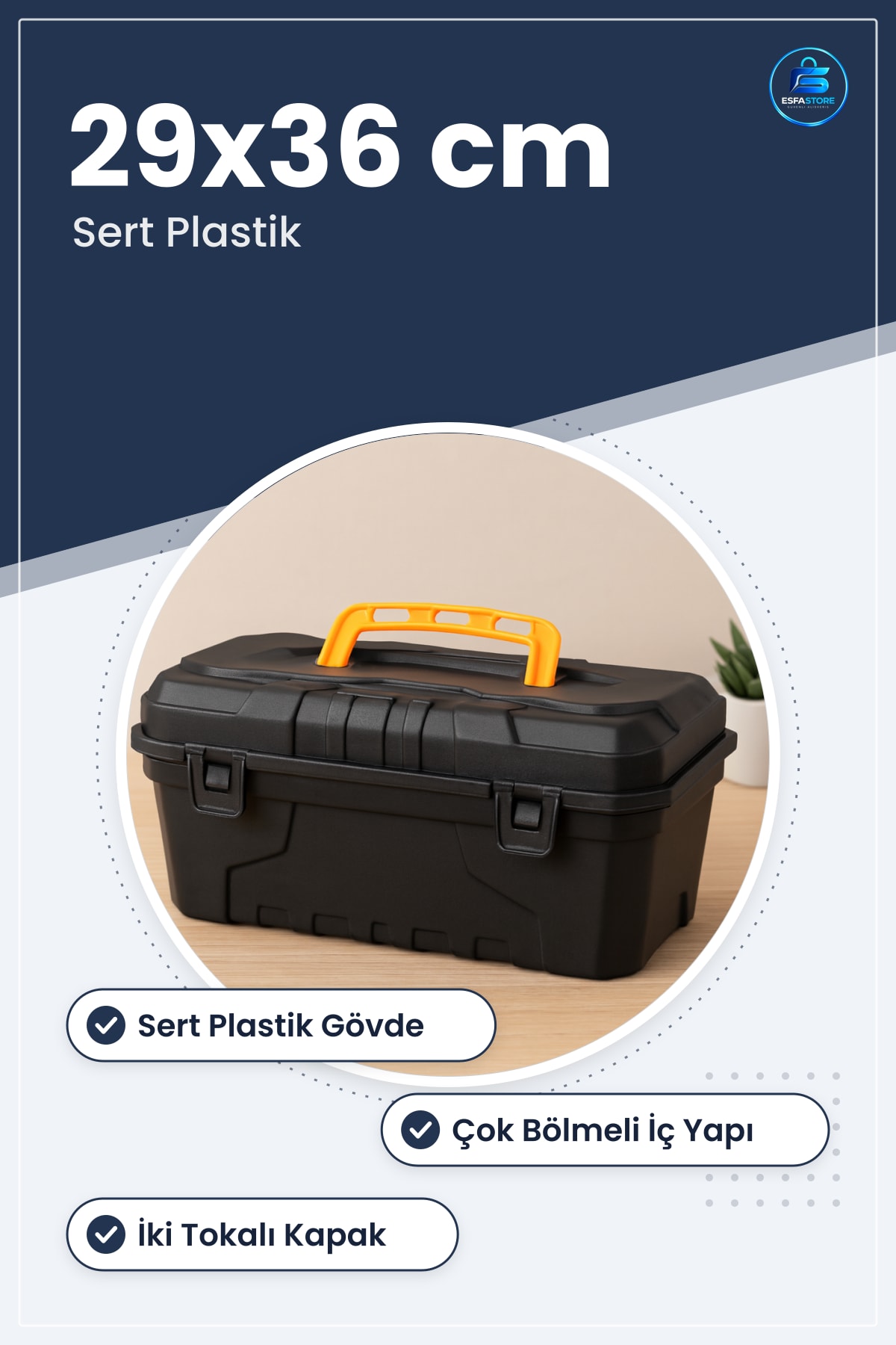 Takım Çantası " Klasik 29x36 cm Sert Plastik Avadanlık Kutusu Tornavida Pense Düzenleyici Atölye