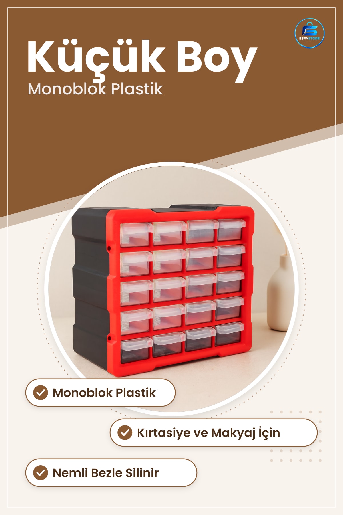 Saklama Kutusu Küçük Monoblok Plastik Çekmece Masaüstü Kırtasiye ve Makyaj Düzenleyici Ev Ofis