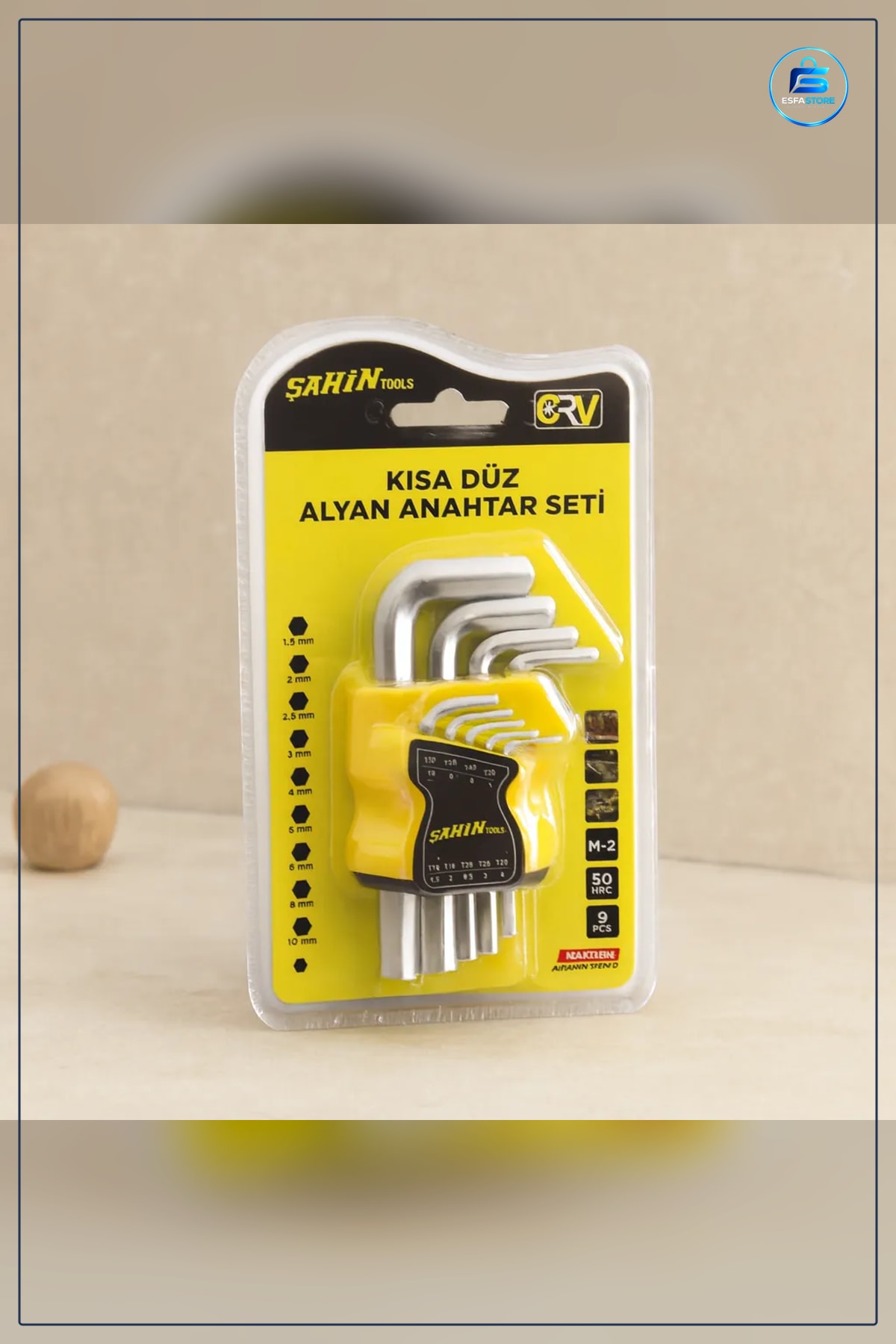 Alyan Anahtar Seti 9 Parça Kısa Düz 1.5 ila 10 mm Cr V Çelik Mobilya Montaj Tamirat Takımı