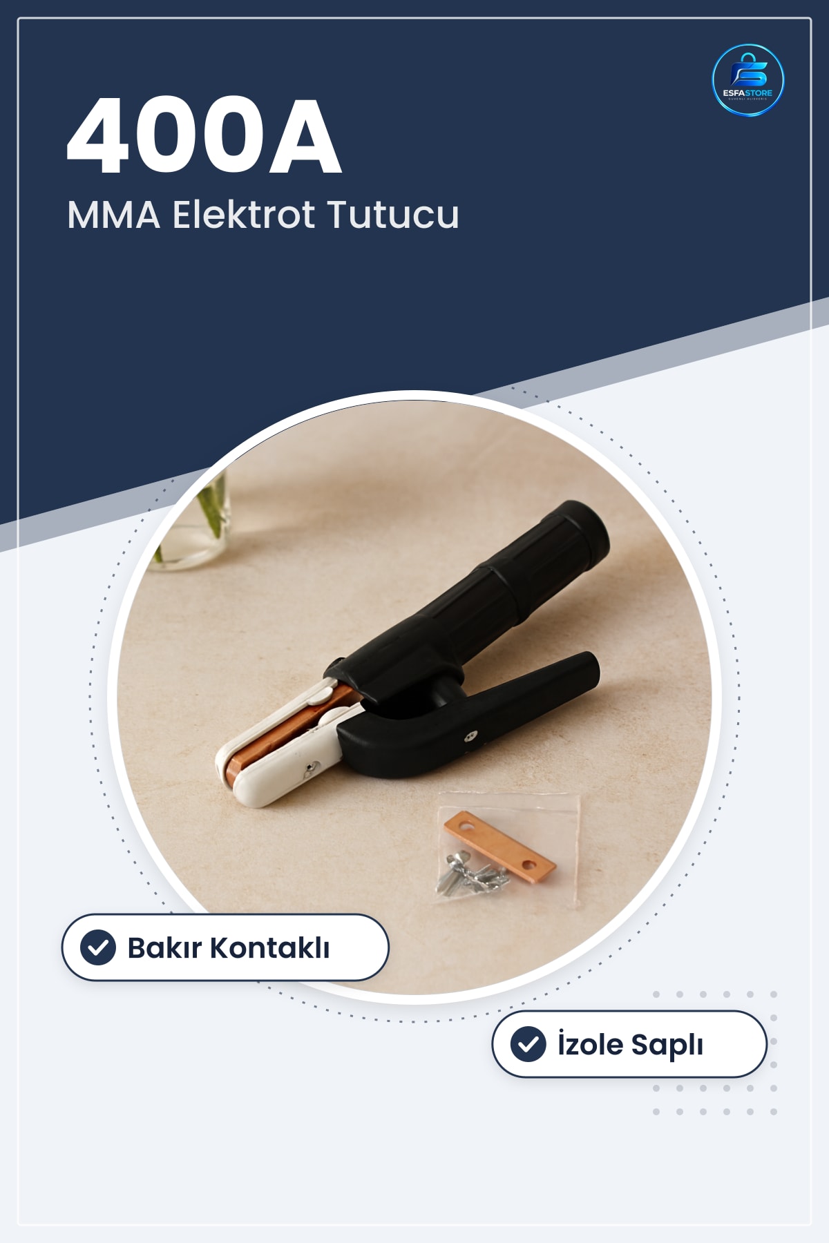 Kaynak Pensesi 400A MMA Elektrot Tutucu Bakır Kontaklı İzole Saplı Atölye Ark Ekipmanı