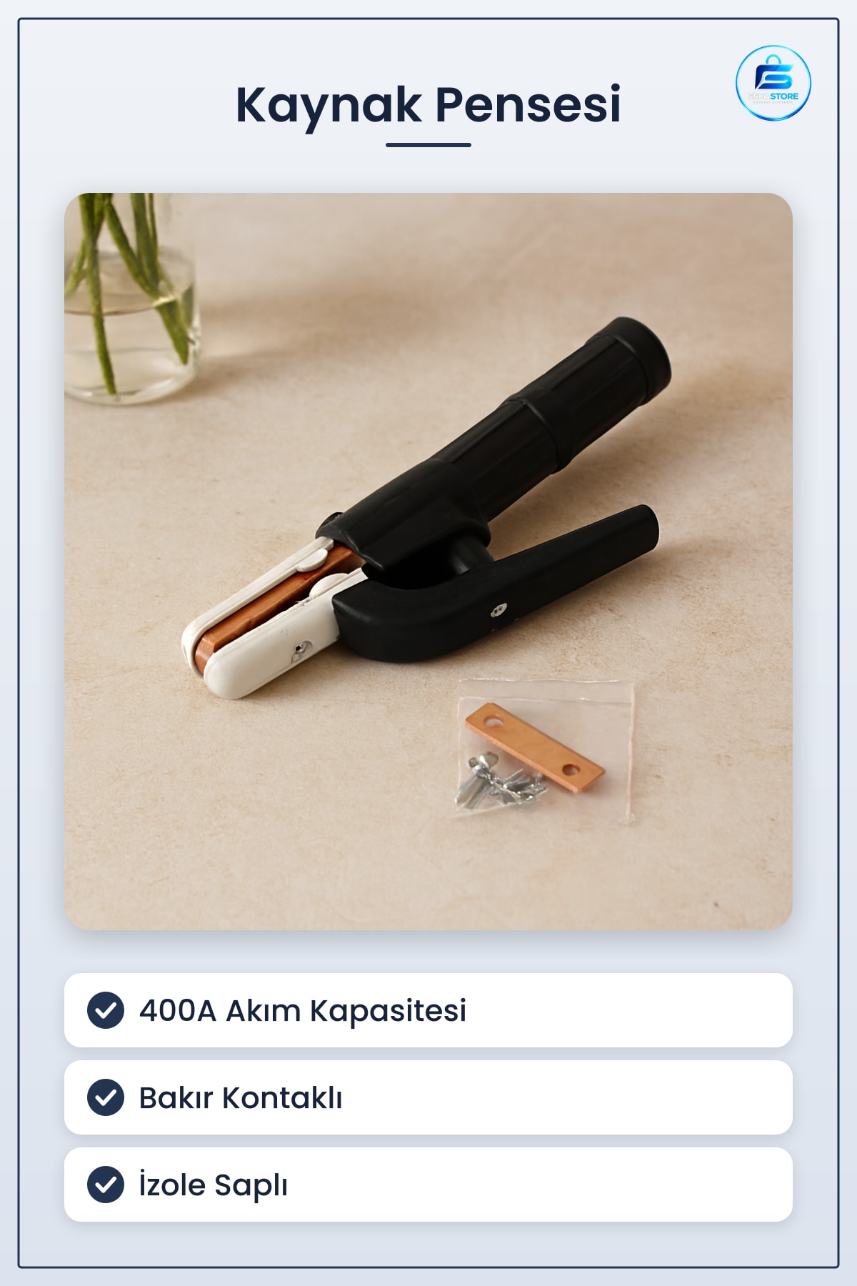Kaynak Pensesi 400A MMA Elektrot Tutucu Bakır Kontaklı İzole Saplı Atölye Ark Ekipmanı