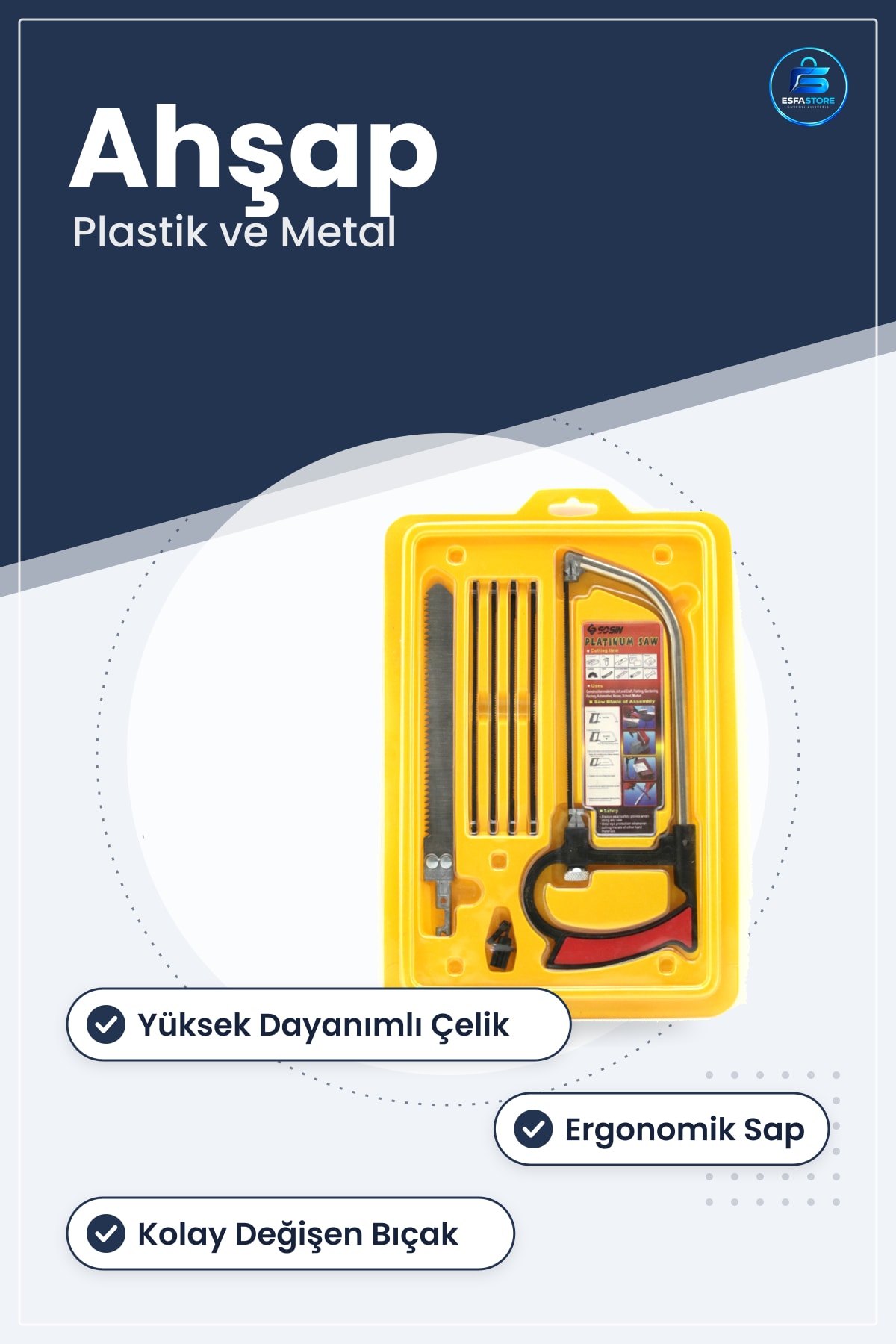 Kıl Testere ve Ahşap Kesim Bıçağı Seti Metal Plastik Hobi Onarım Atölye Hırdavat Ergonomik Sap