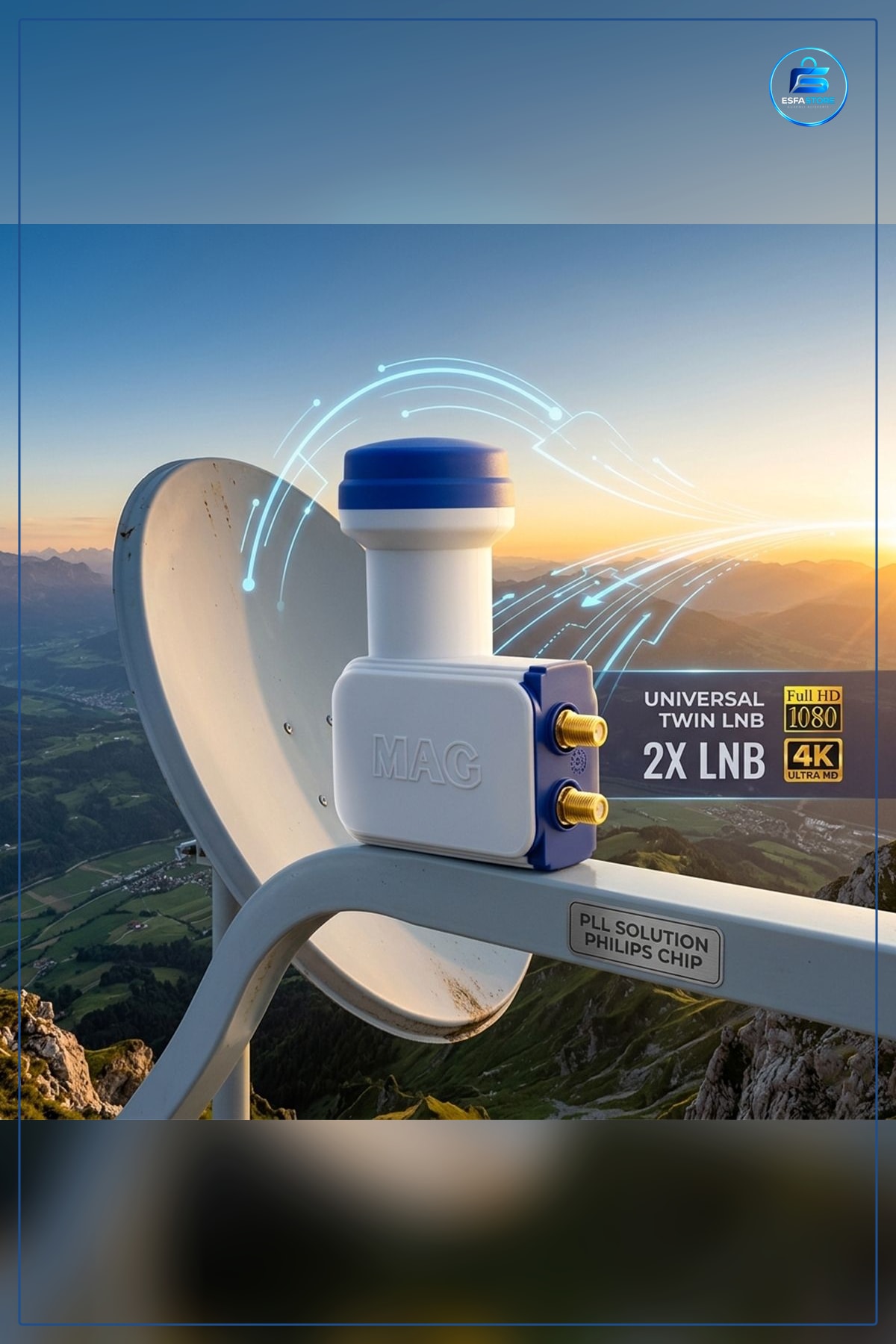 Twin LNB Universal 0.1 dB Full HD 3D Uydu Çanağı Çift Çıkışlı Çoklu Oda Alıcı Dönüştürücü