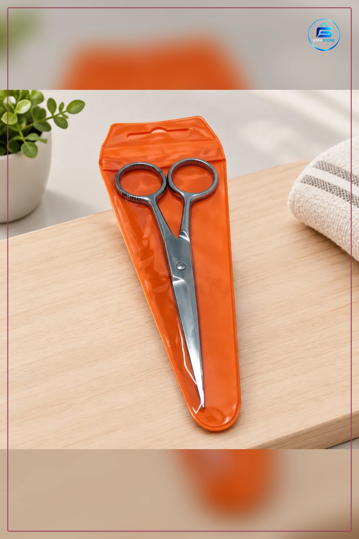 Saç Kesim Makası Berber Metal Gövdeli Turuncu Kılıflı Keskin Dayanıklı Kuaför Salon Evde Kullanım