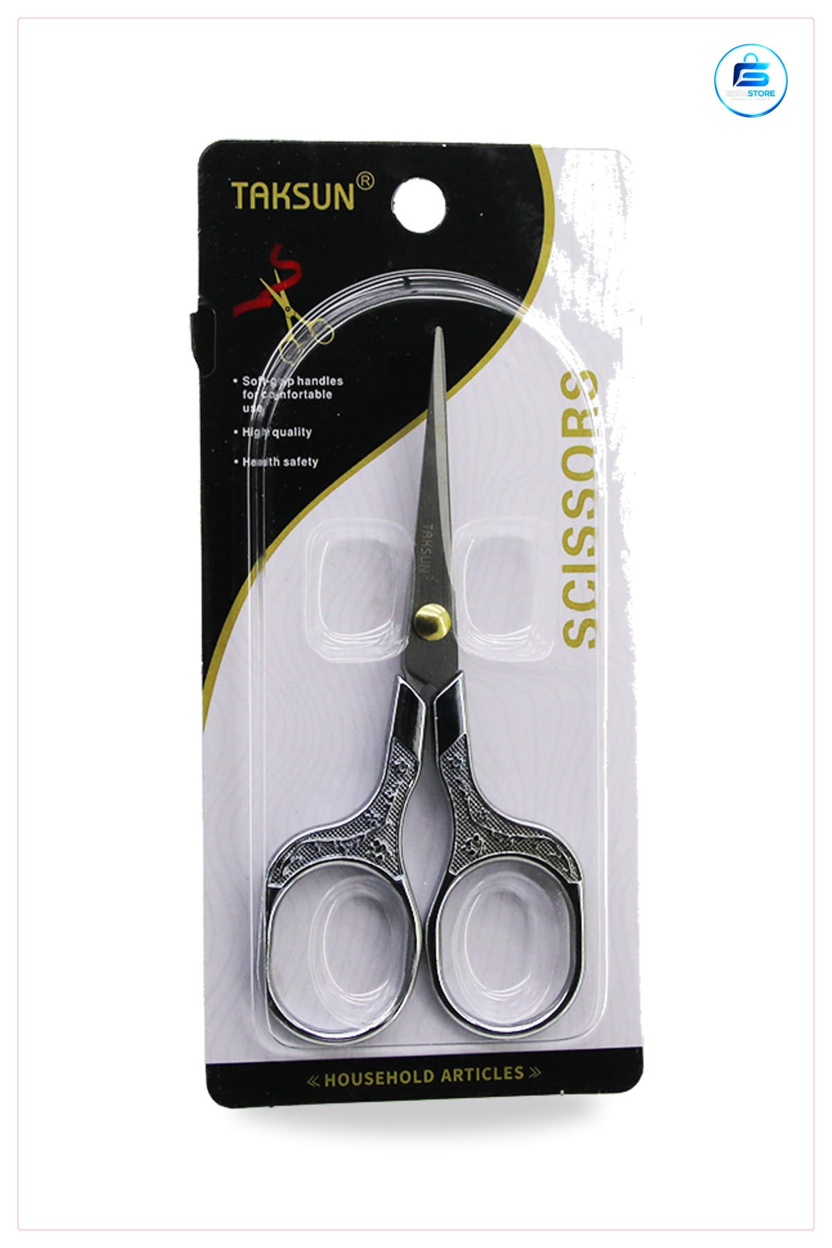 Saç Kesim Makası Bıyık Berber 128x57 mm Krom Kaplı Çiçek Basklı Sap Detay Tıraşı Kişisel Bakım