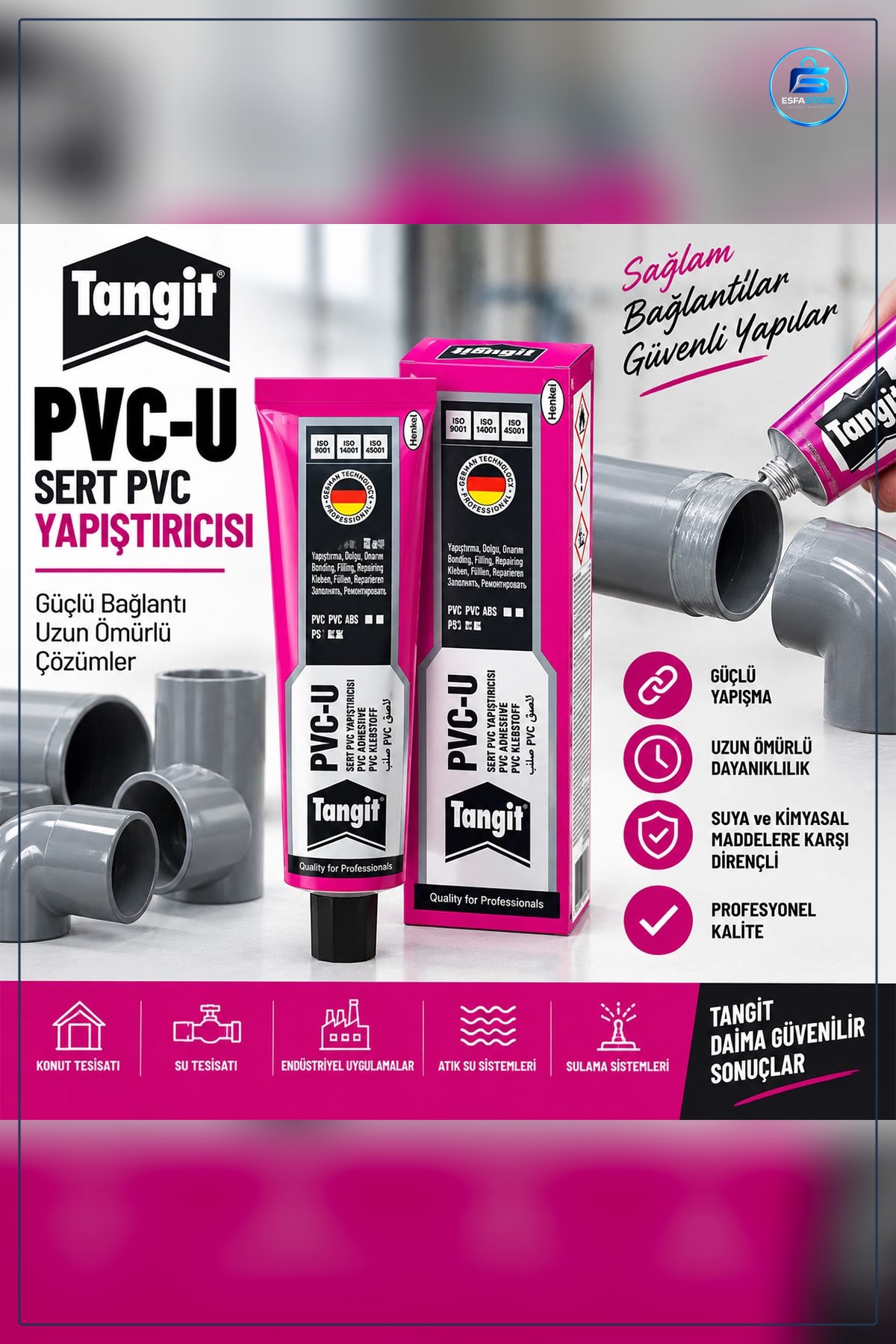 Sert PVC Yapıştırıcı 50 g Solvent Bazlı Kimyasal Boru Fitting Tesisat Tamiri Sızdırmaz Hanırdavat
