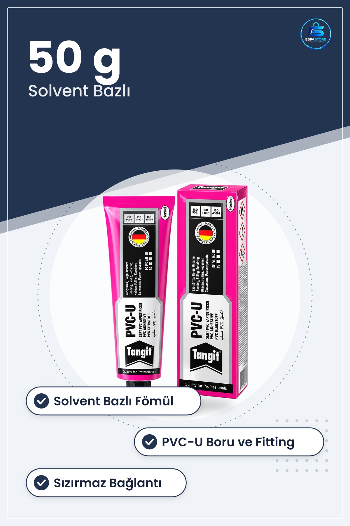 Sert PVC Yapıştırıcı 50 g Solvent Bazlı Kimyasal Boru Fitting Tesisat Tamiri Sızdırmaz Hanırdavat