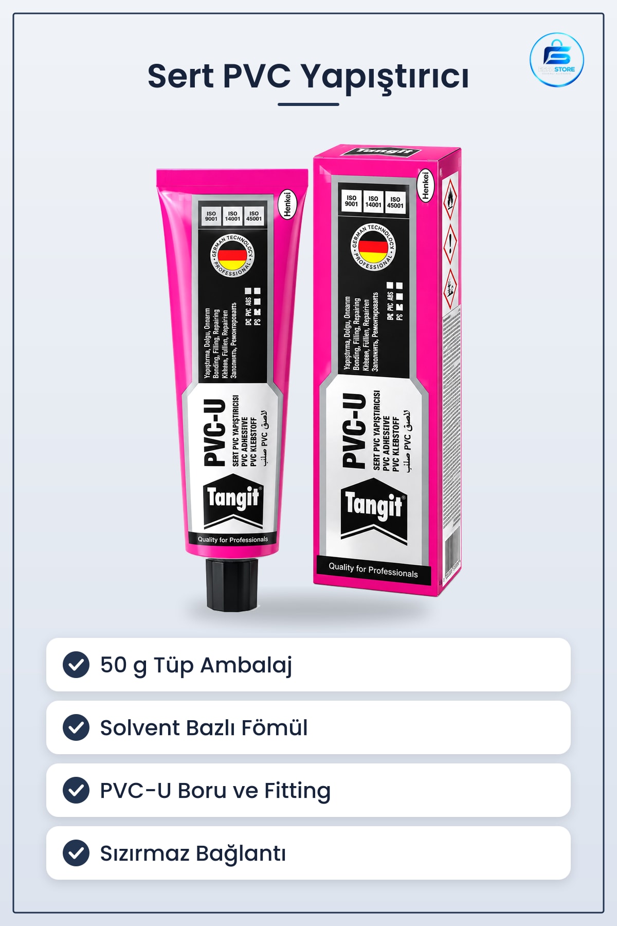 Sert PVC Yapıştırıcı 50 g Solvent Bazlı Kimyasal Boru Fitting Tesisat Tamiri Sızdırmaz Hanırdavat