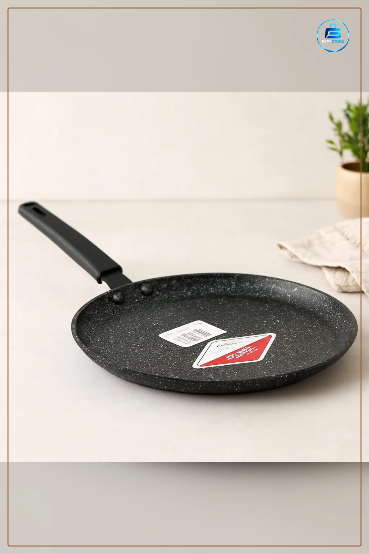 Döküm Krep Tava 24 cm Doğal Yapışmaz Yüzey Pancake Omlet Mutfak Pişirme Ocak ve Fırın Uyumlu