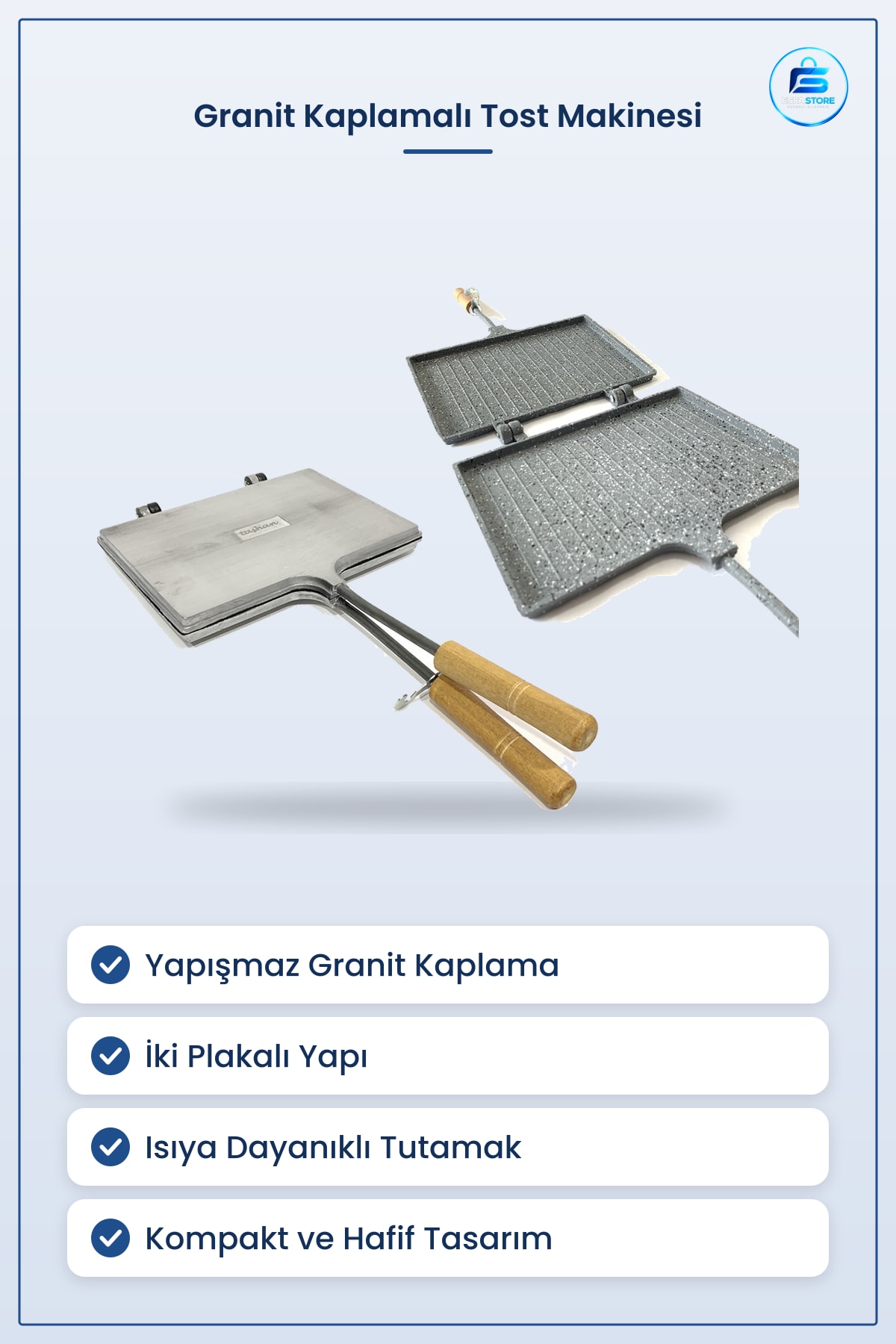 Granit Kaplamalı El Tost Makinesi Panini Izgara Yapışmaz Plaka Ev Mutfak Kahvaltı