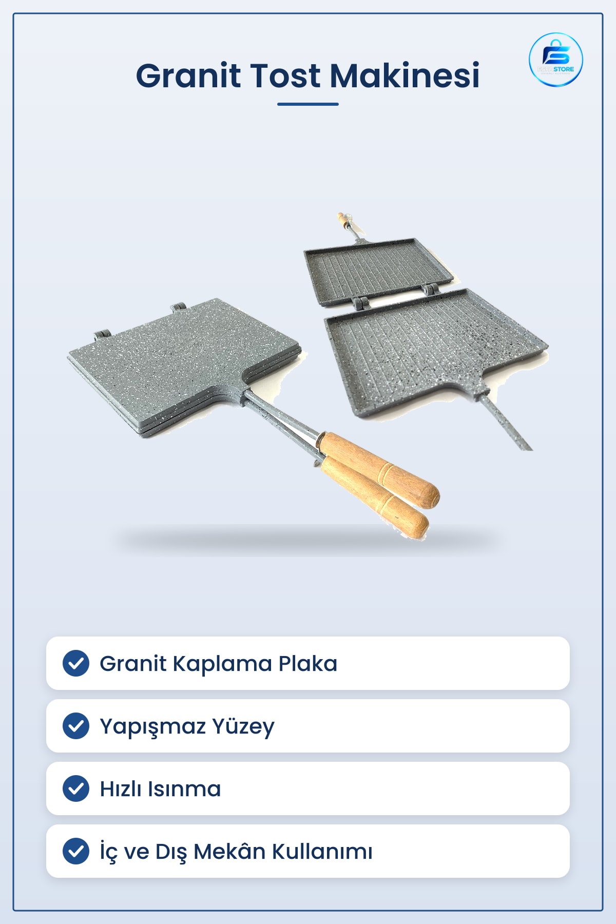 Granit Tost Makinesi İç Dış Yapışmaz Panini Sandviç Ev Kafe Mutfak Dayanıklı Kahvaltılık