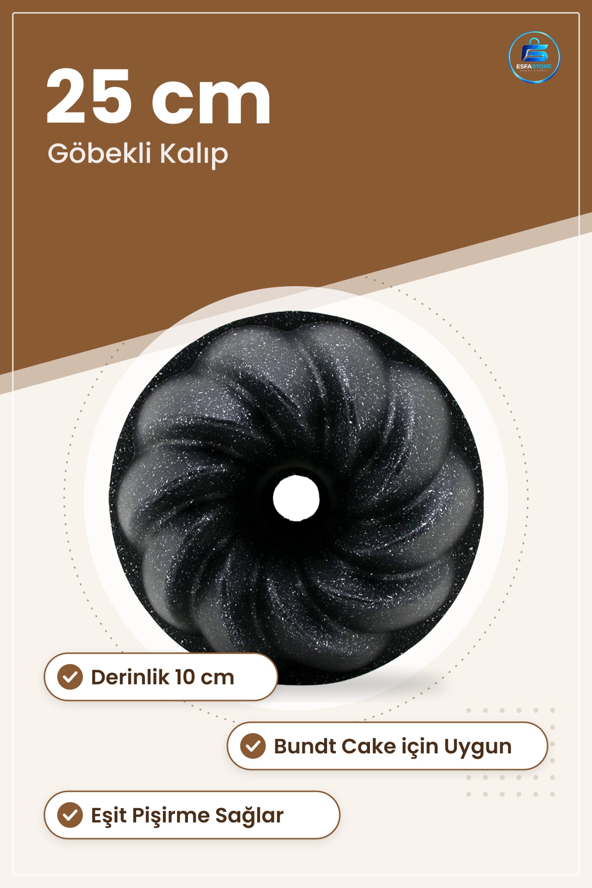 Kek Kalıbı Göbekli Çap 25 cm Derinlik 10 Fırın Firildak Bundt Cake Mutfak Pişirme Kabı