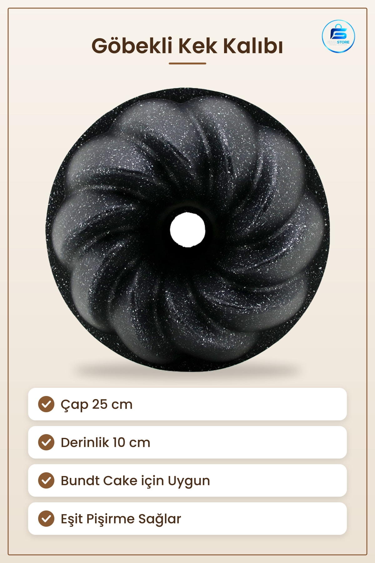 Kek Kalıbı Göbekli Çap 25 cm Derinlik 10 Fırın Firildak Bundt Cake Mutfak Pişirme Kabı