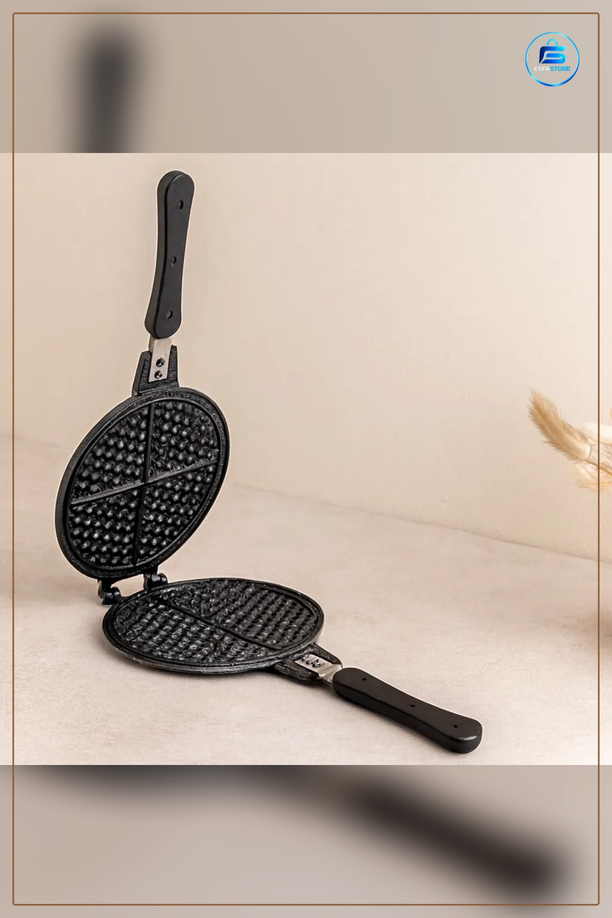 Waffle Tava 20 cm Granit Döküm Yapışmaz Kaplamalı Bakalit Saplı Kahvaltılık Mutfak Tavası
