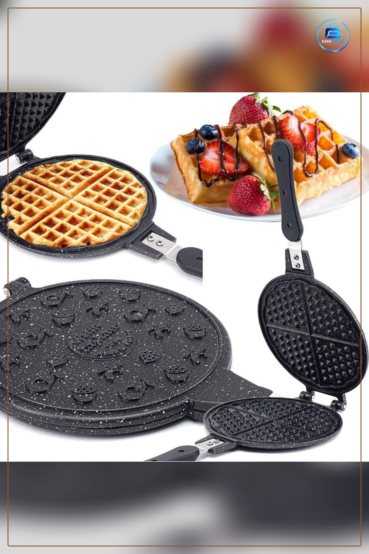 Waffle Tava 20 cm Granit Döküm Yapışmaz Kaplamalı Bakalit Saplı Kahvaltılık Mutfak Tavası