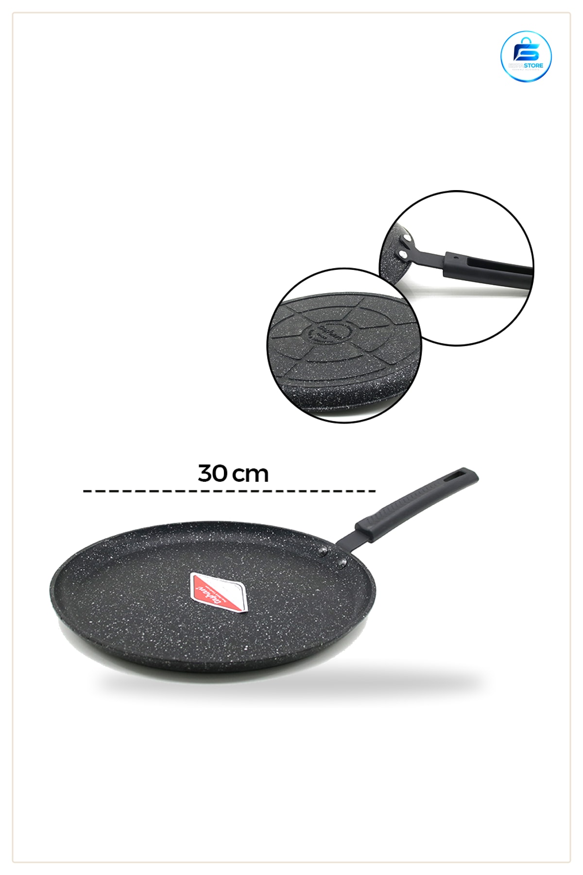Döküm Krep Tava 30 cm Kaplamasız Pancake Gözleme Mutfak İçin İndüksiyon Uyumlu Fırında