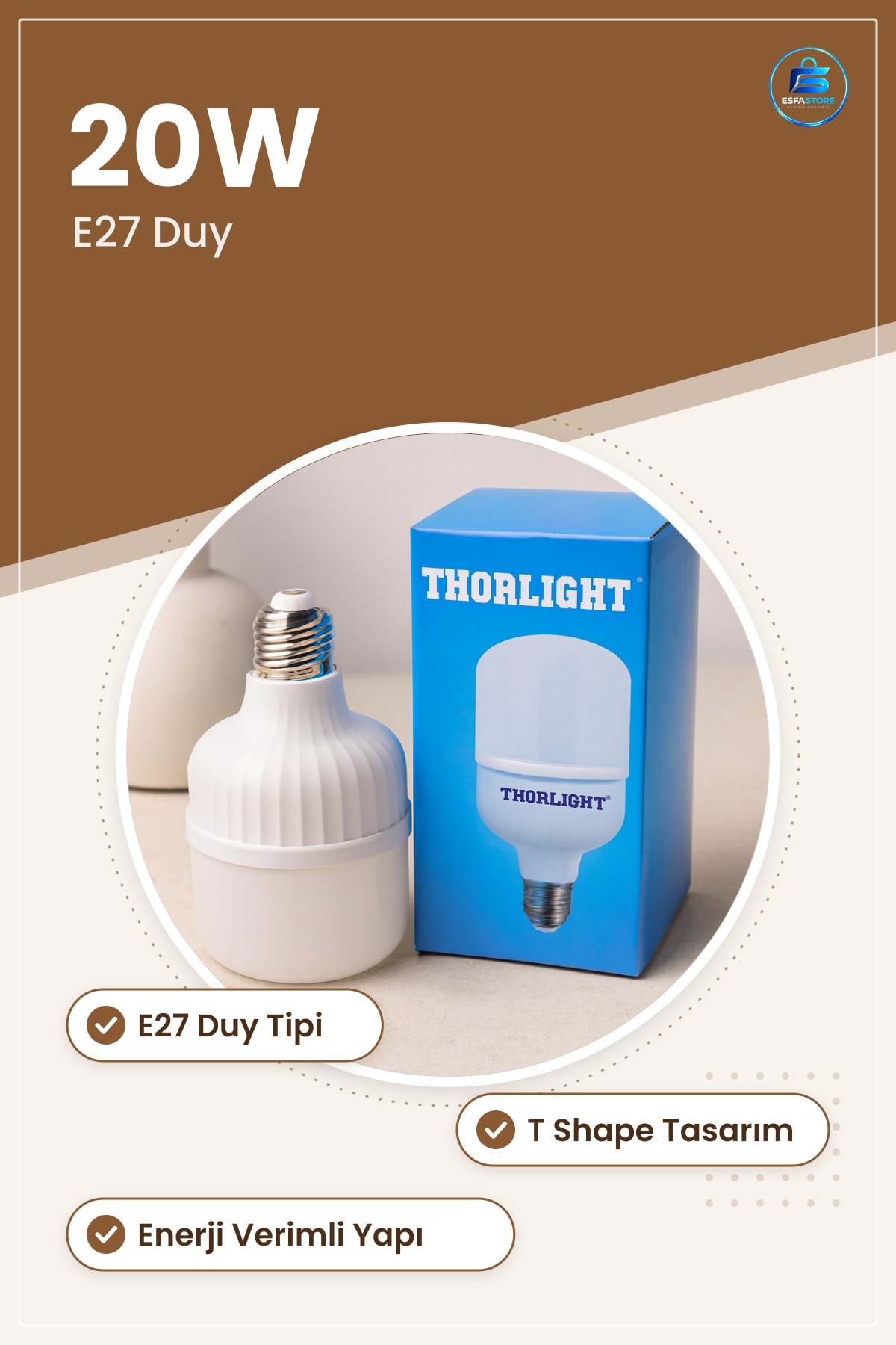 LED Ampul 20W E27 T Shape Beyaz Işık Ev Ofis Masa Lambaı Avize Uyumlu Enerji Verimli