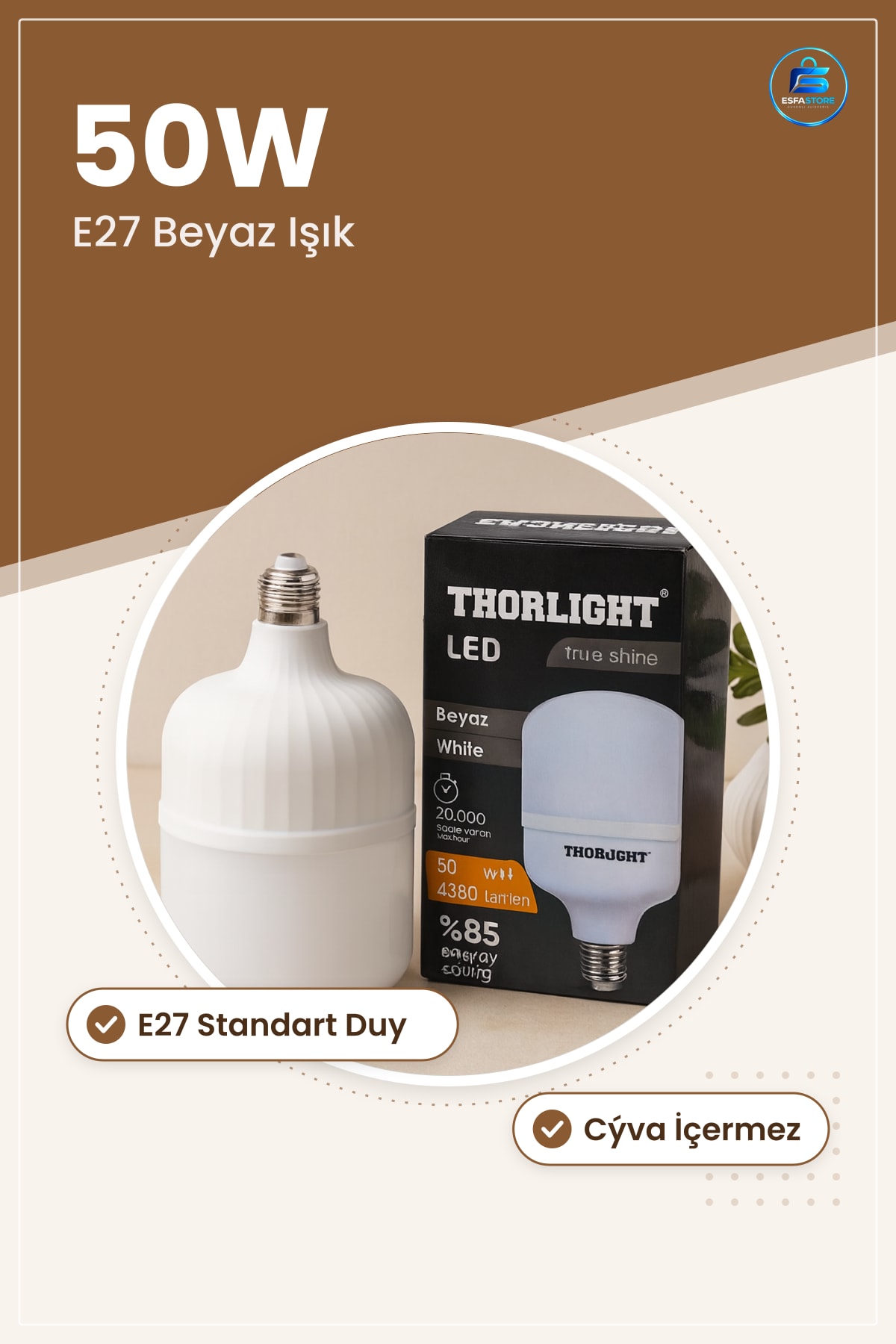 LED Ampul 50W E27 T Şekil Beyaz Işık Yüksek Parlaklık Enerji Tasarruflu Ev Ofis Aydınlatma