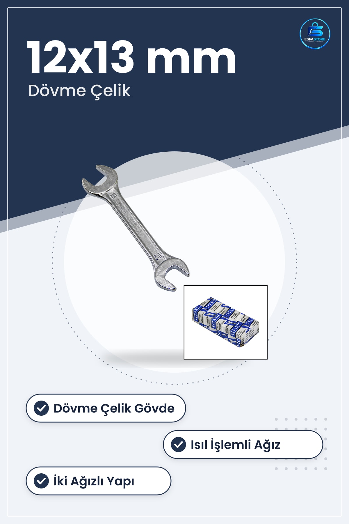 Açık Uçlu Anahtar 12x13 mm Dövme Çelik Ağız Somun Civata Sıkma Gevşetme Mekanik Bakım Hırdavat