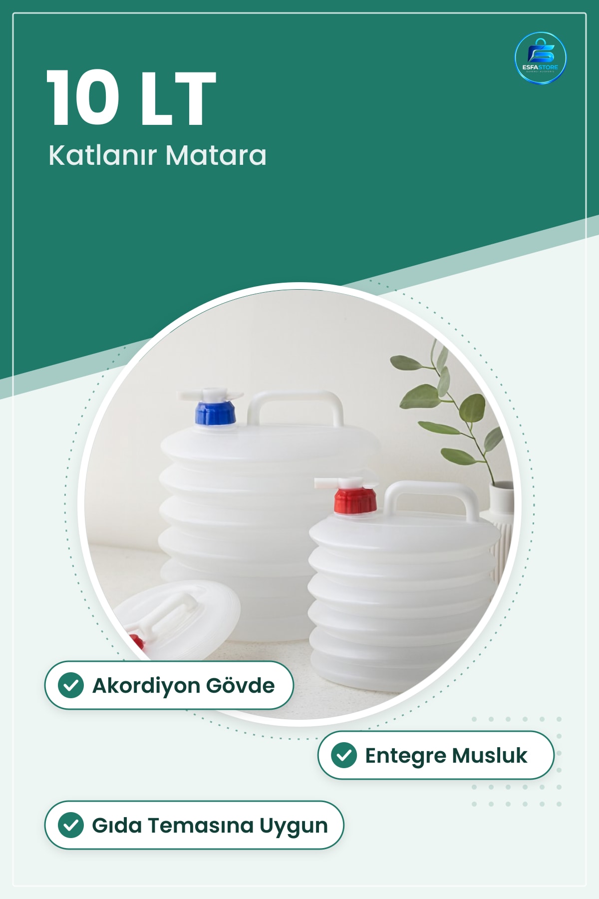 Katlanır Kamp Matarası Akordiyon Musluklu 10 LT Su Bidonu Piknik Seyahat Acil Durum Taşıma