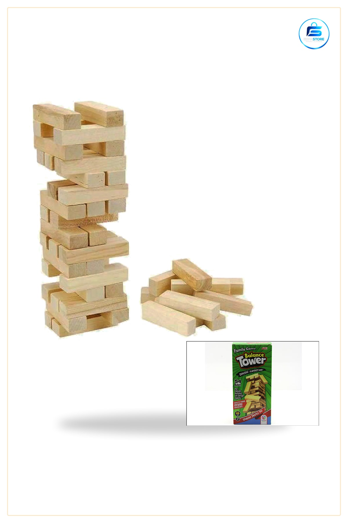 Ahşap Denge Oyunu 54 Parça Jenga Yapı Oyuncağı Doğal Malzeme Çocuk Aile Kule Blok Beceri Eğitici